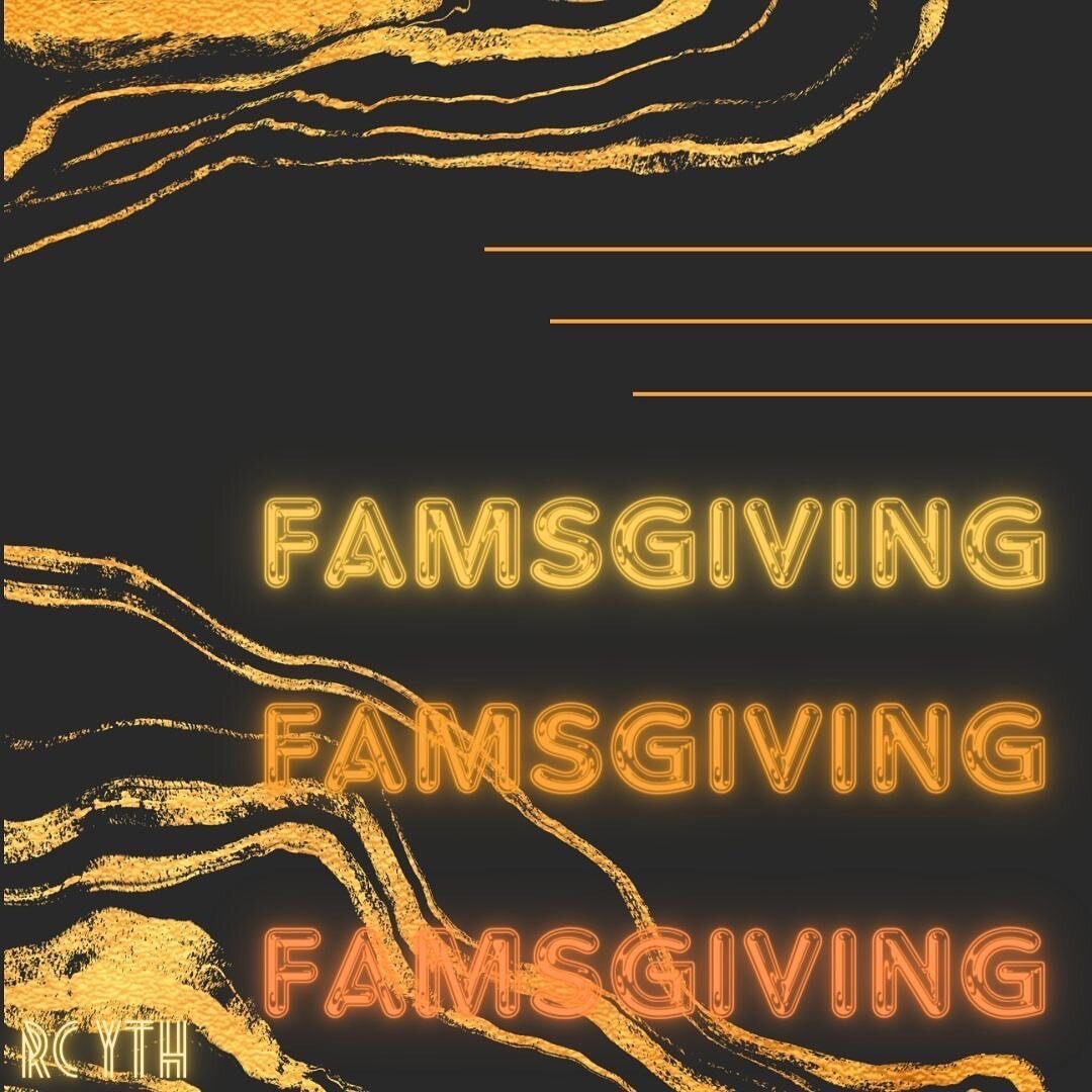 Famsgiving is tomorrow!!! 7pm|8pm (doors open at 6:30)
Cockeyes bbq, games, giveaways!! 
Dress code: semi formal🕴️💃