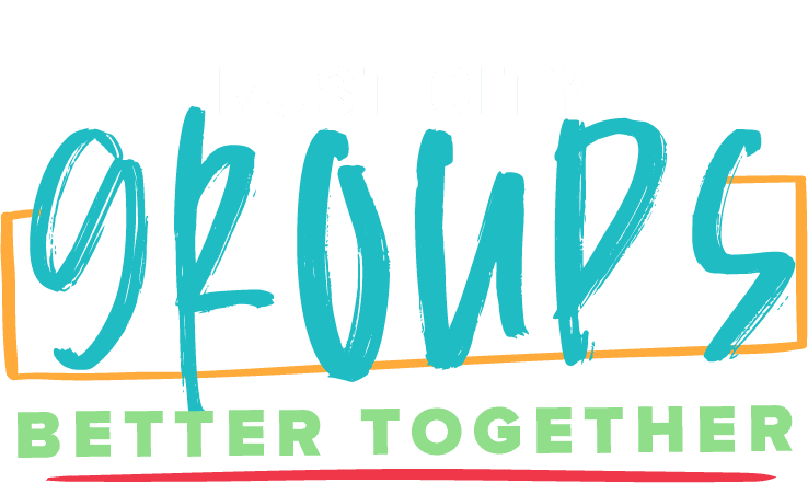 colored text rust city groups better together