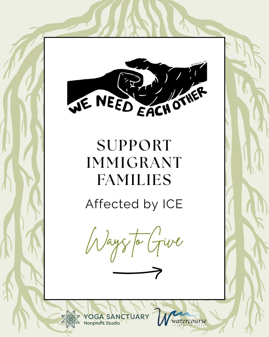 💜 Yoga Sanctuary Neighbor Care 💜
"How can I support my neighbors during this time?" 

We've been organizing with our partner Watercourse Counseling Center to connect resources and support to 80+ of the most vulnerable immigrant and refuge