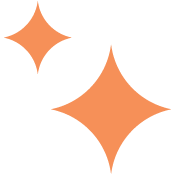 Two orange star-shaped sparkles on a black background