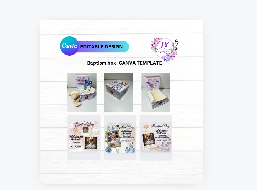 Baptism 8x8 box- Canva Editable template — JY Amazing Creations