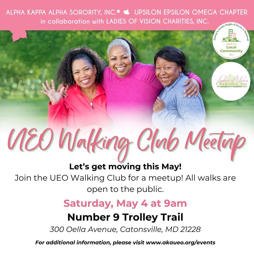 Let&rsquo;s get moving this May! Join the UEO Walking Club for a meetup! All walks are open to the public.

Join us Saturday, May 4 at 9am at Number 9 Trolley Trail (300 Oella Avenue, Catonsville, MD 21228.