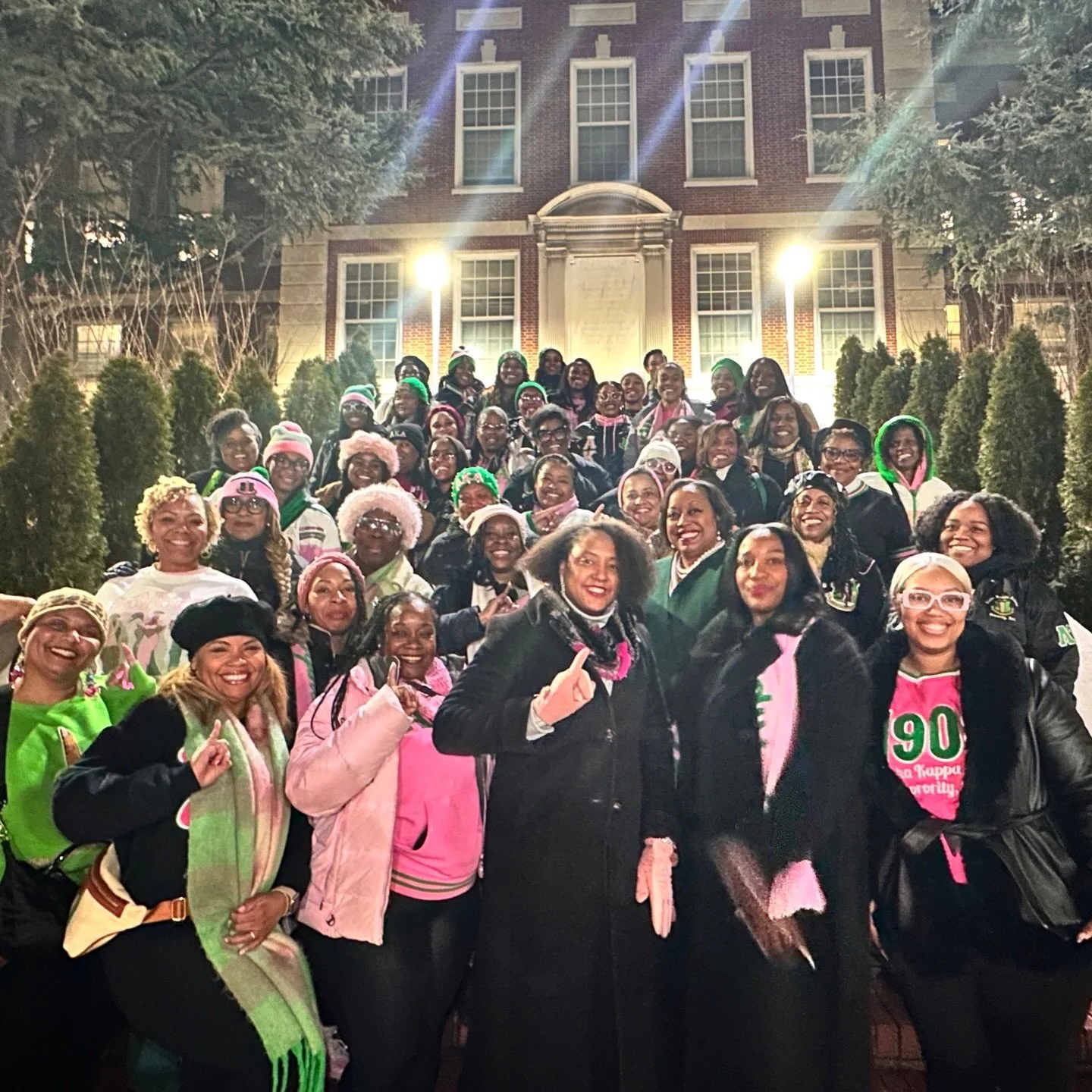 Celebrating a legacy of sisterhood and service! Upsilon Epsilon Omega members joined our Alpha Kappa Alpha  sisters at the birthplace of our beloved sorority, Howard University, when the clock stroked midnight and it became Founders&rsquo; Day. You c