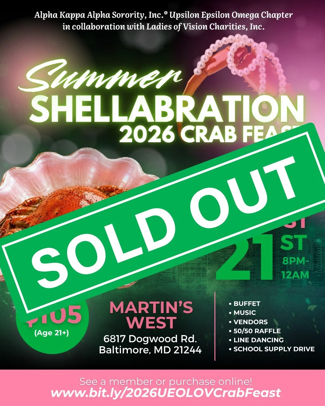 The hottest event of the summer is officially SOLD OUT! We can't wait to celebrate with you on Friday, August 21st for a night full of delicious food, festive fun, and great fellowship.🦀🎉💗💚