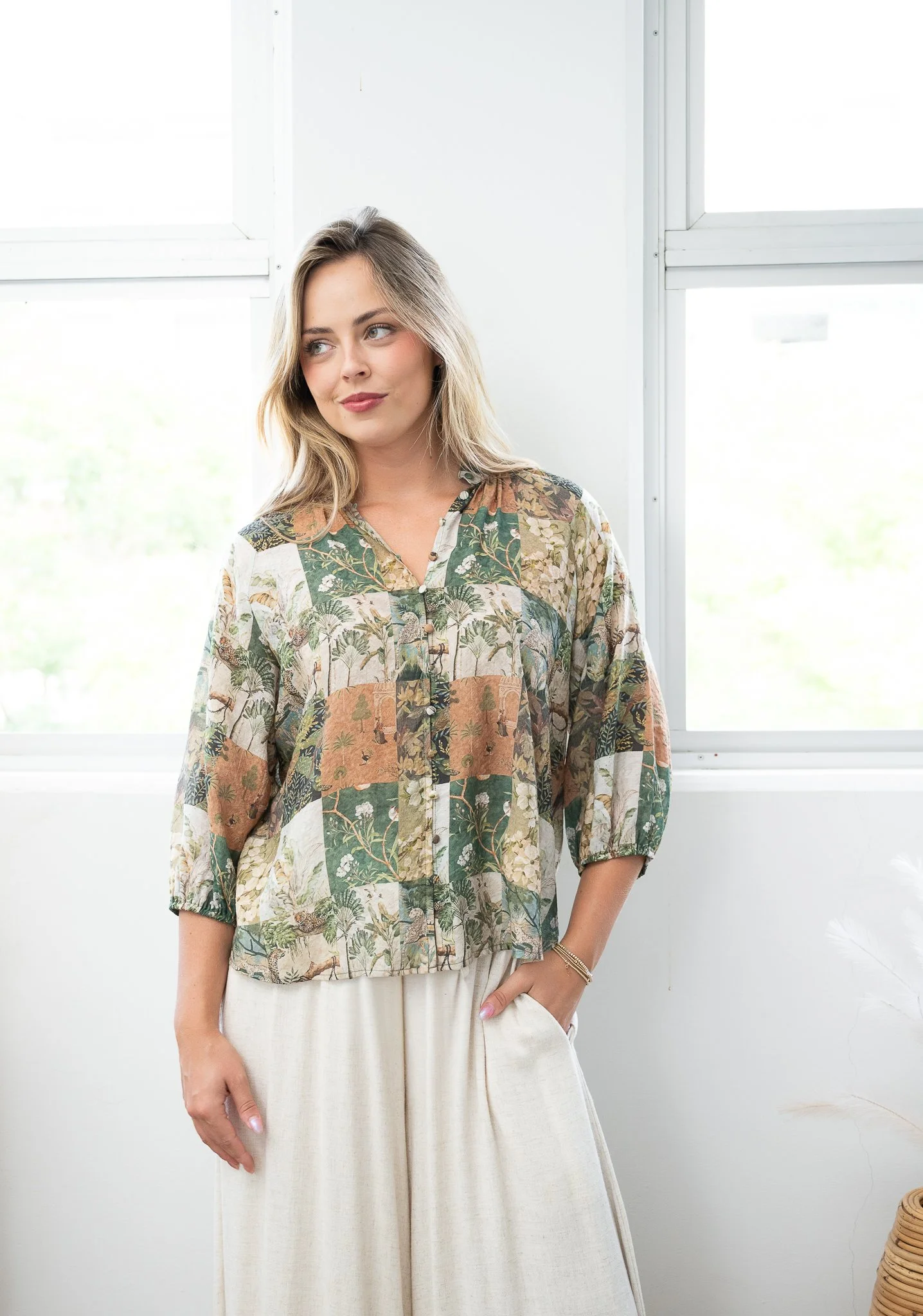 Code: T2043E | Green & Pink | 8-18 | Viscose blend