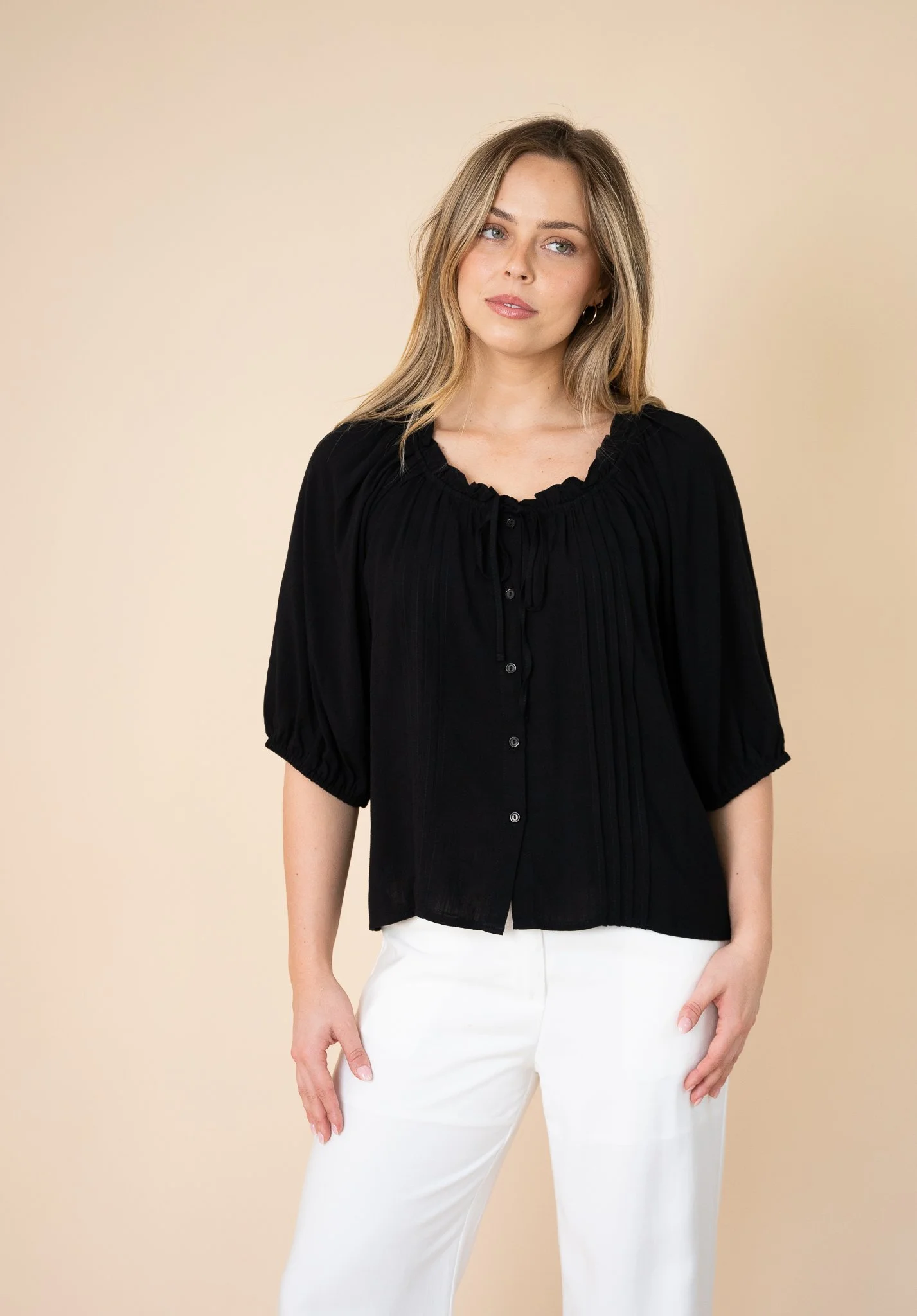 Code: T2137 | White & Black | 8-18 | Linen/ Rayon | 