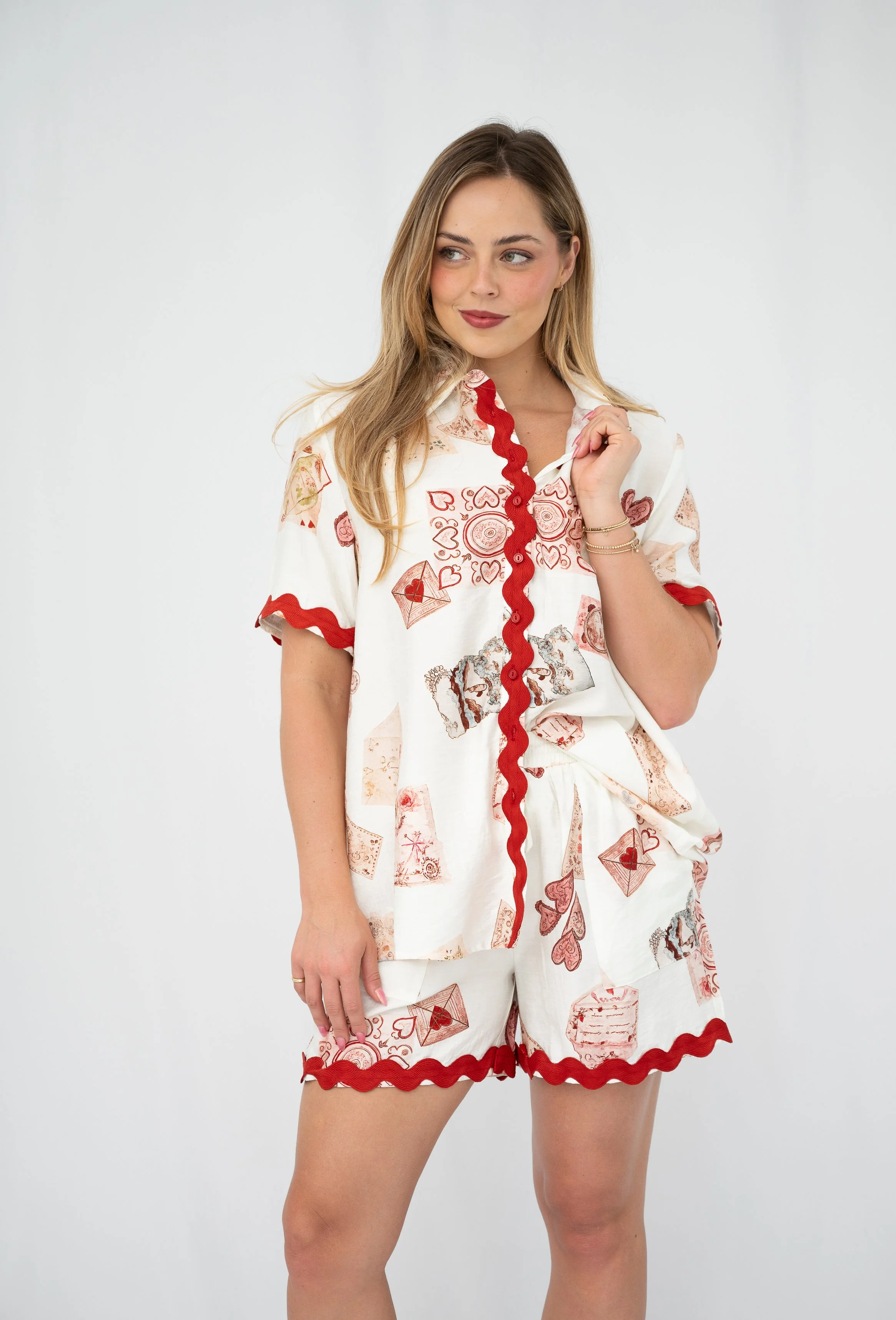 Code: T2054P | Top & Short set | 8-18 | Viscose blend | White & Black