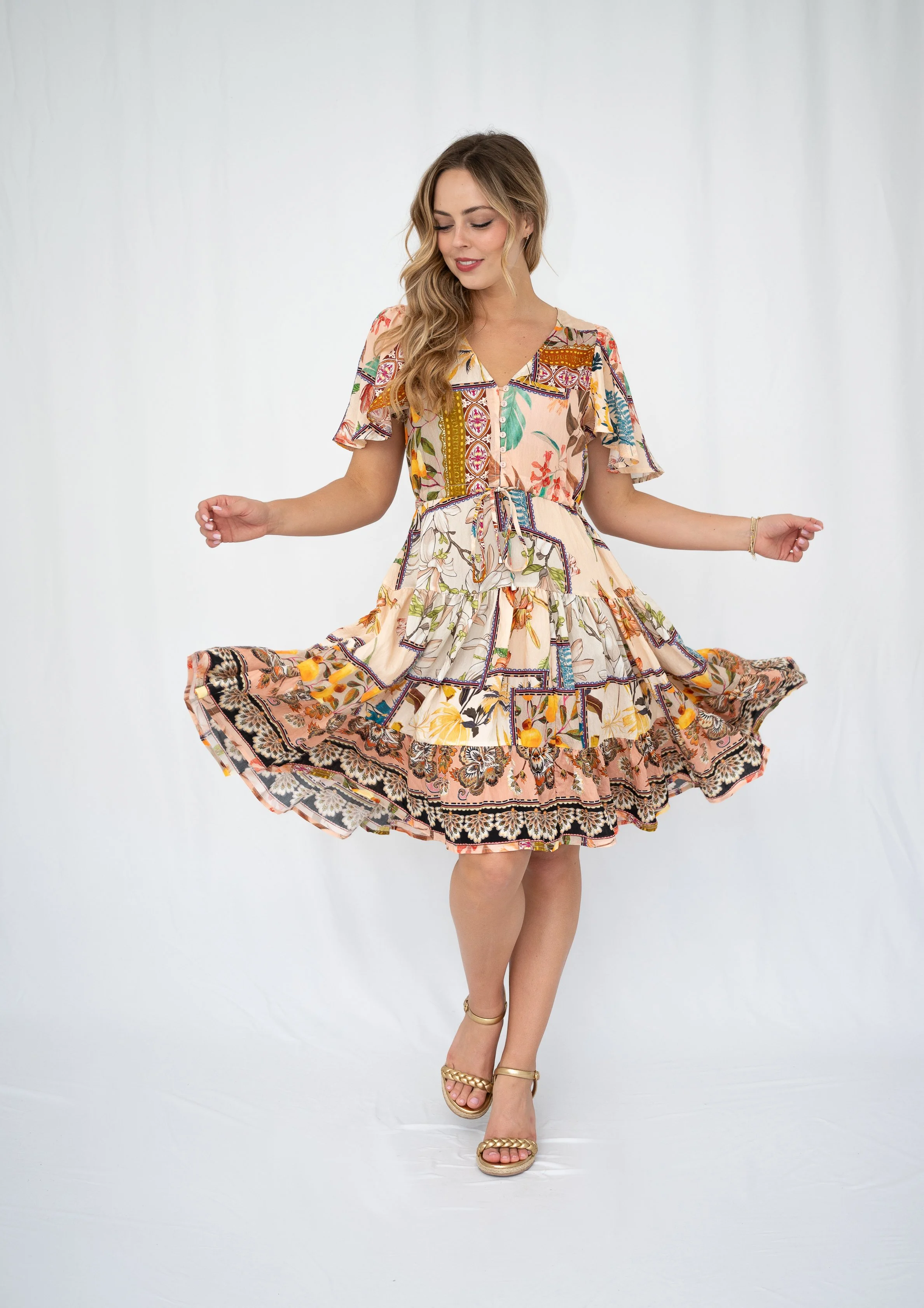 Code: D8634-19AA | Lavender & Peach | 8-18 | Linen/ Viscose | 