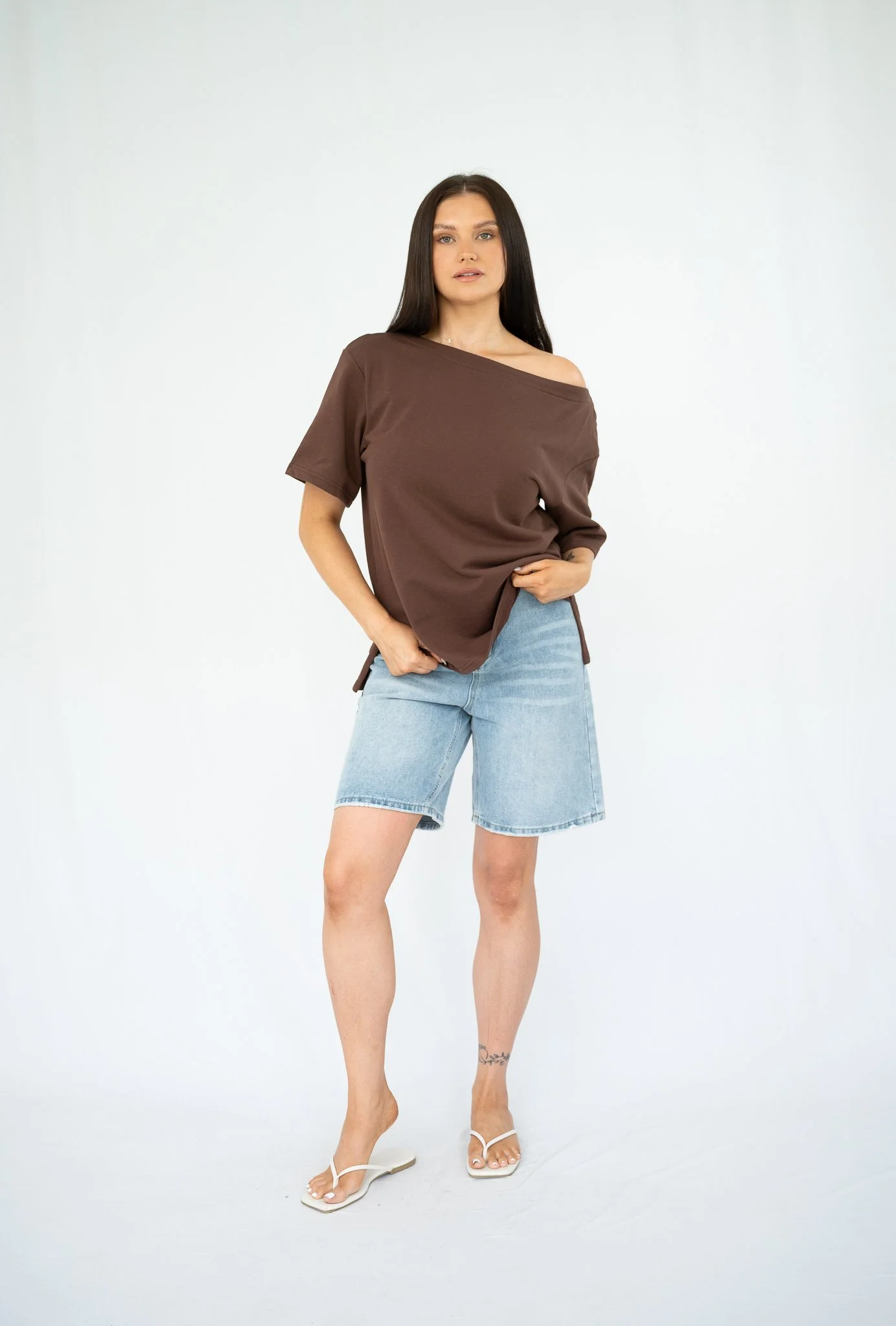 Code: T2037 | White, Red & Chocolate | S, M, L, XL | Cotton Jersey 