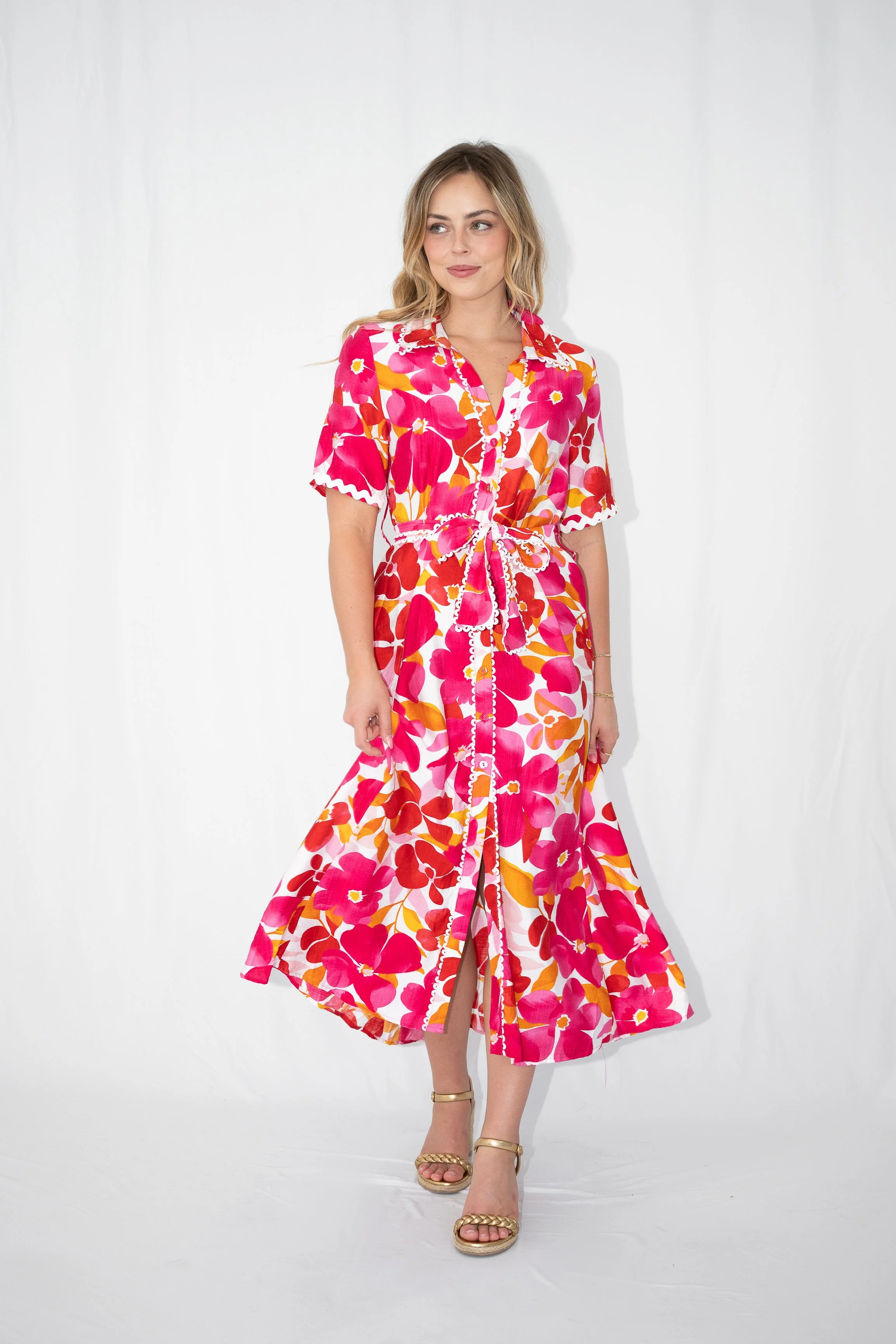 Code: D9271-1 | Red | 8-18 | Viscose blend | lace trim detail 