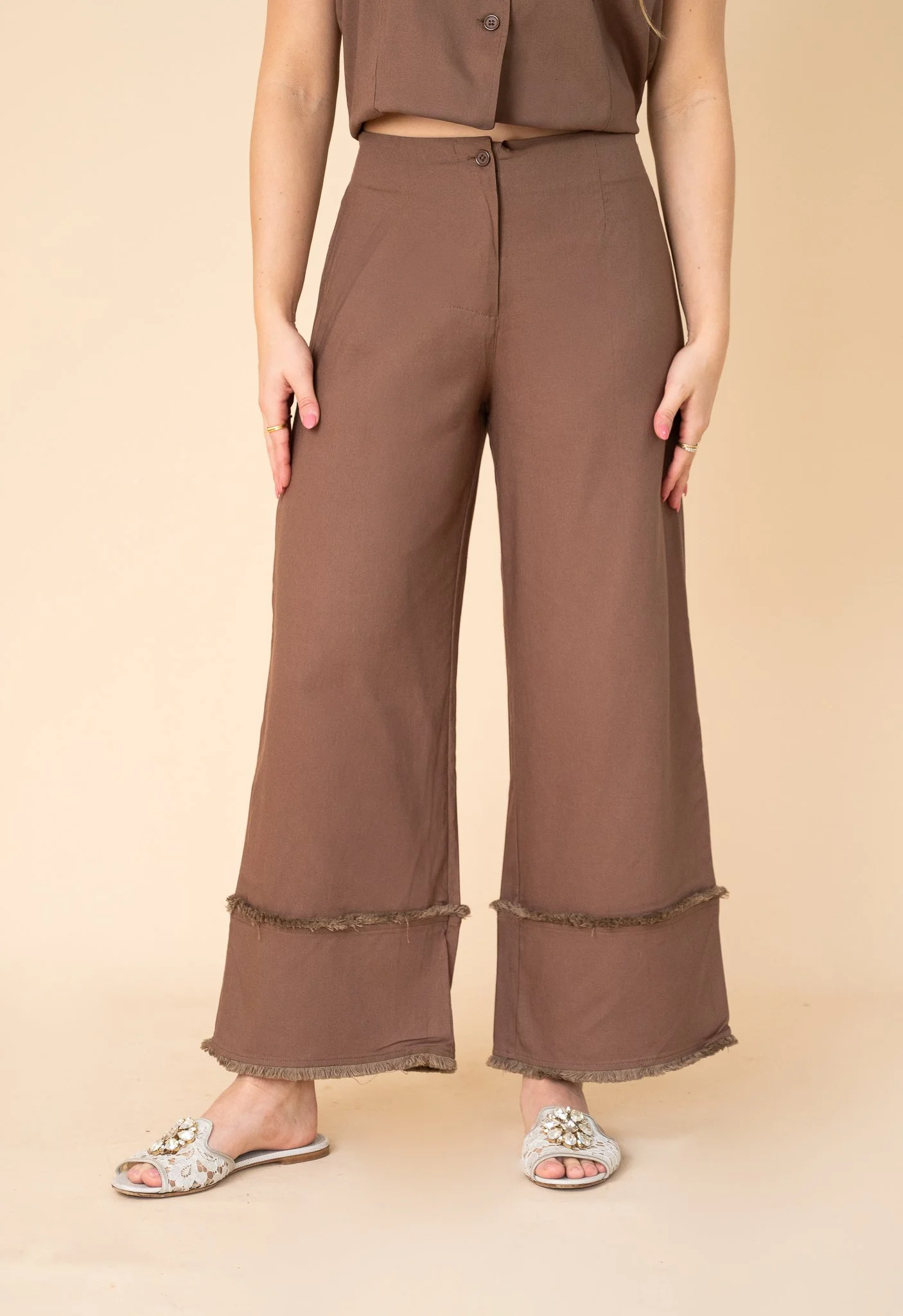 Code: P6348 | Brown & Pink | 8-18 | Linen/ Viscose