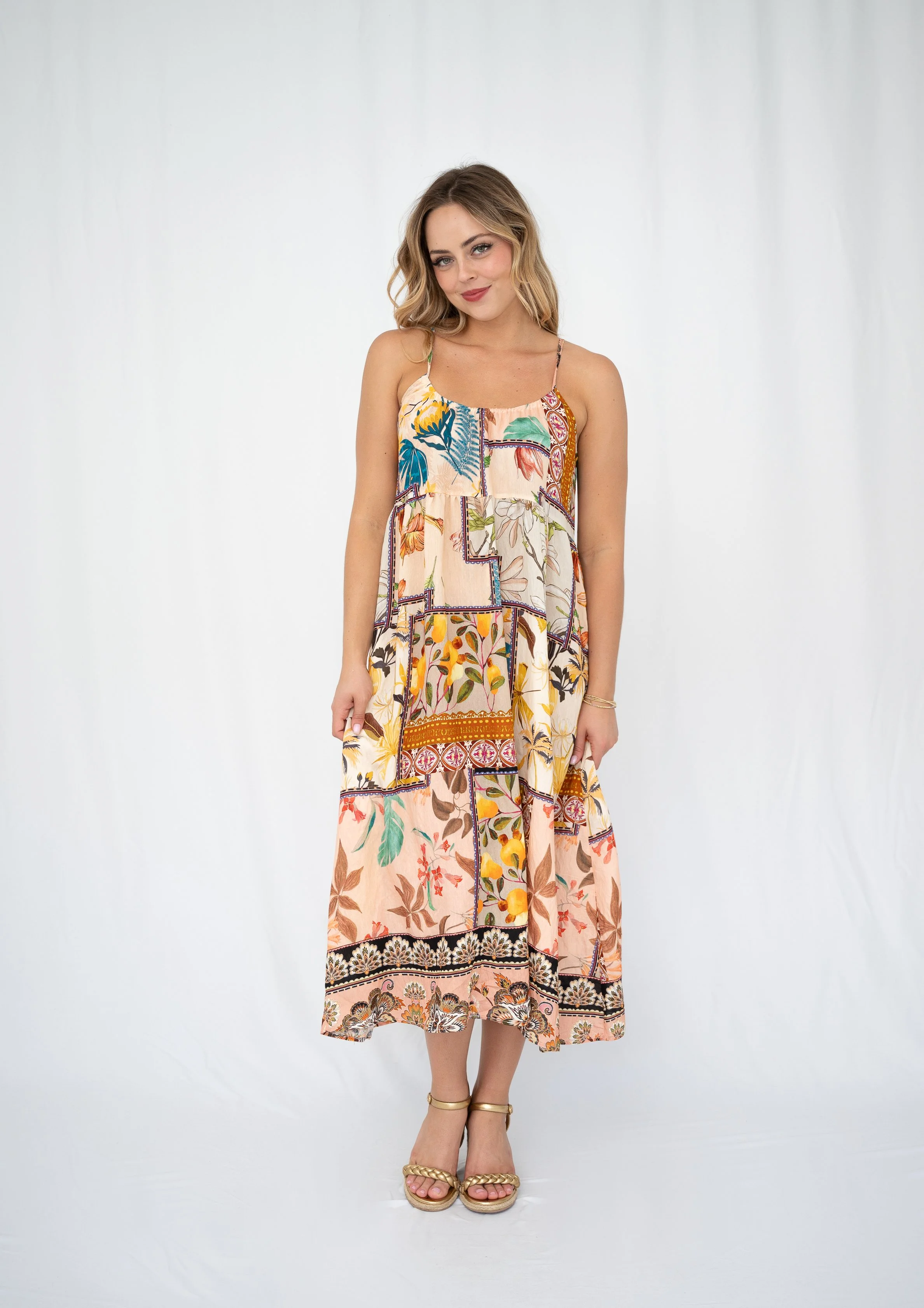 Code: D9265 | Lavender & Peach | 8-18 | Linen/ Viscose | 