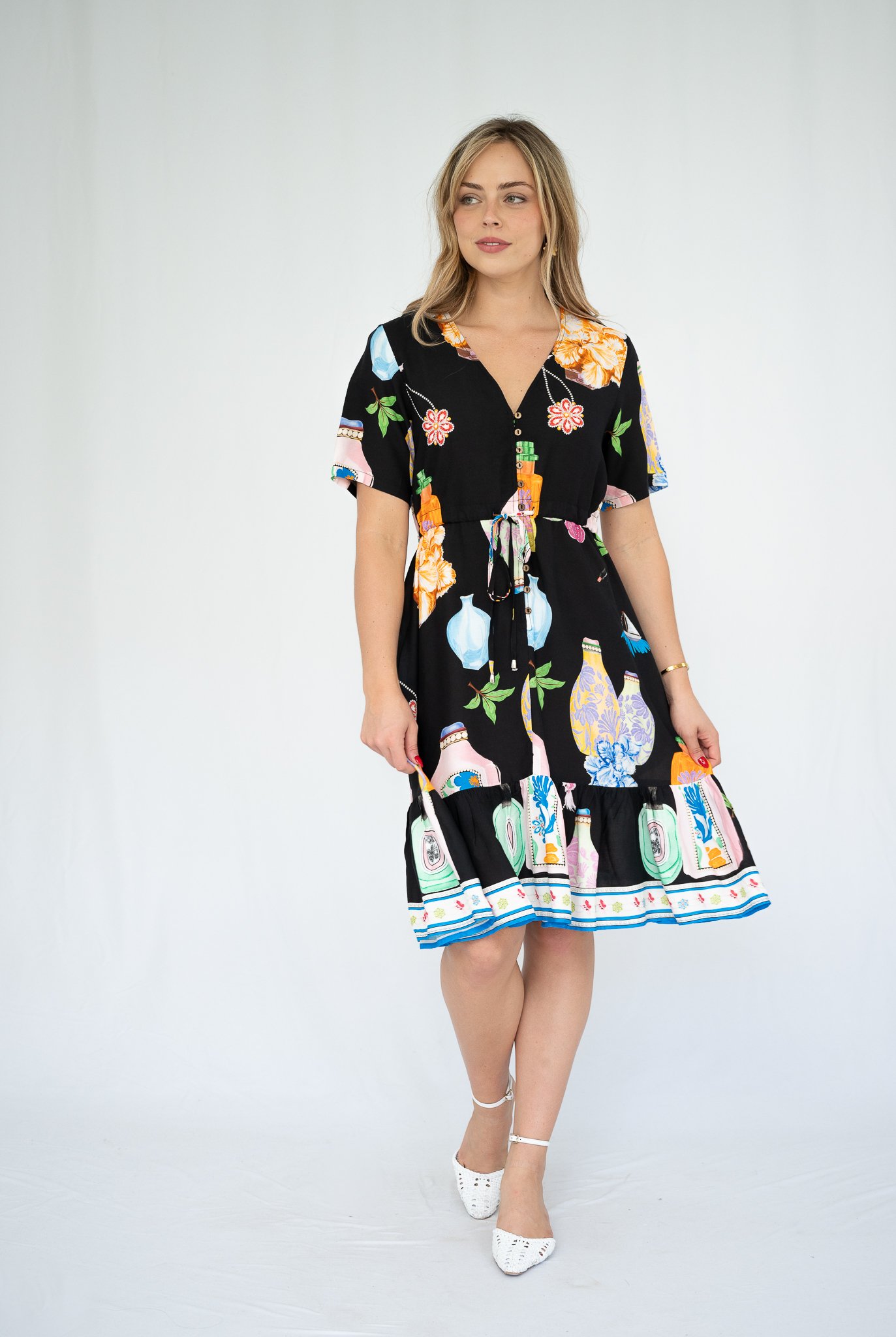 Code: D8555-7B | Blue & Black | 8-18 | 100% Viscose 