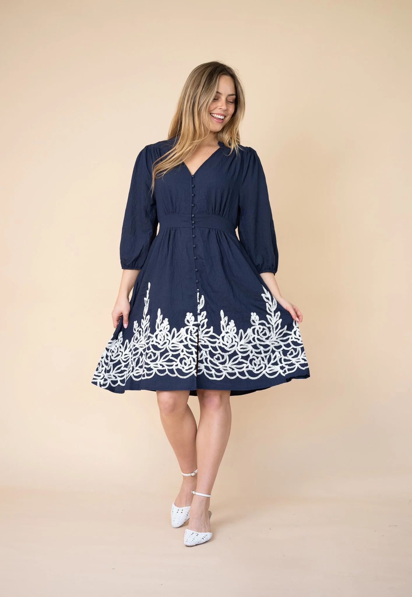 Code: D9307 | Navy & Baby Blue | 8-18 | Viscose blend 