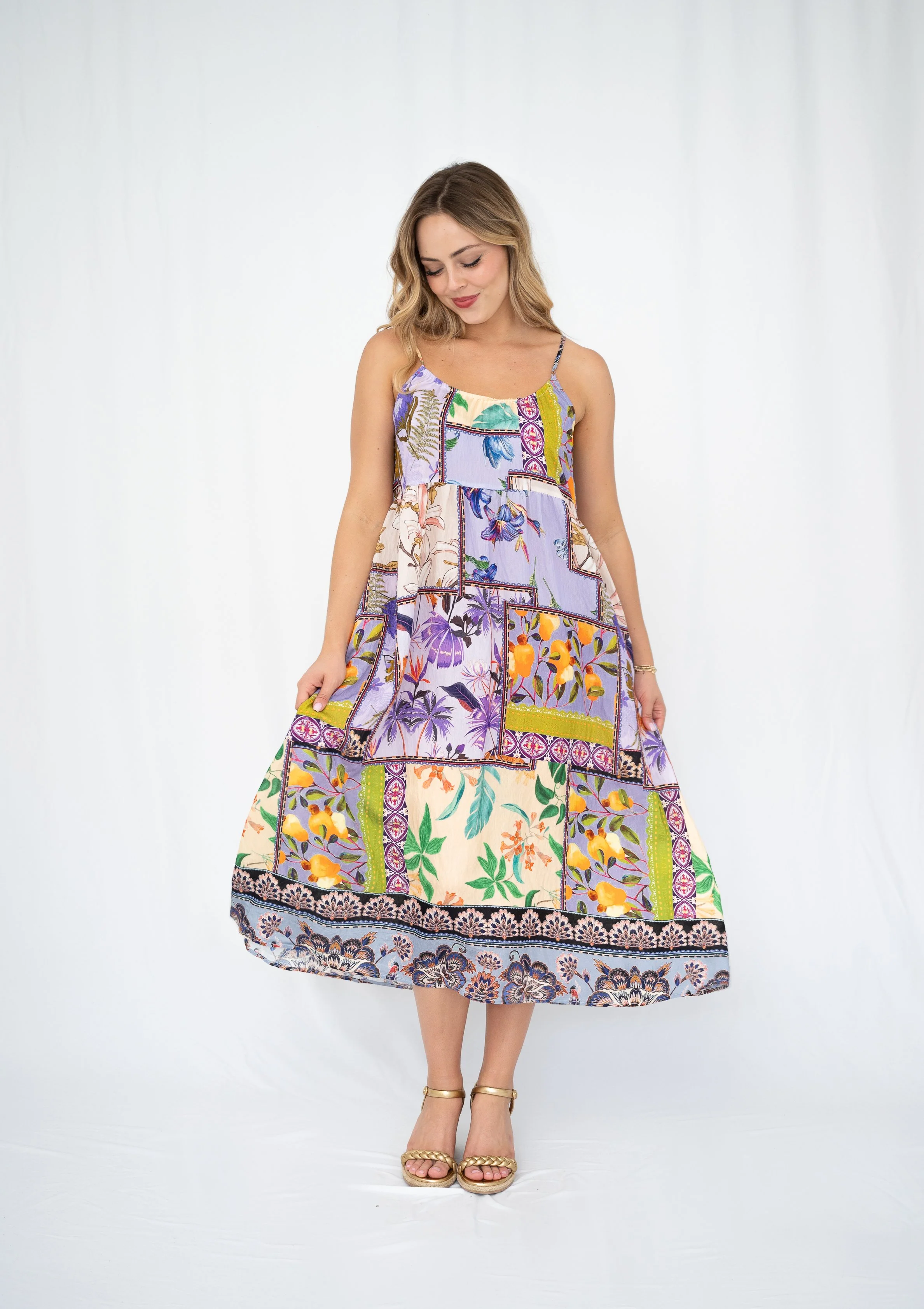 Code: D9265 | Lavender & Peach | 8-18 | Linen/ Viscose | 