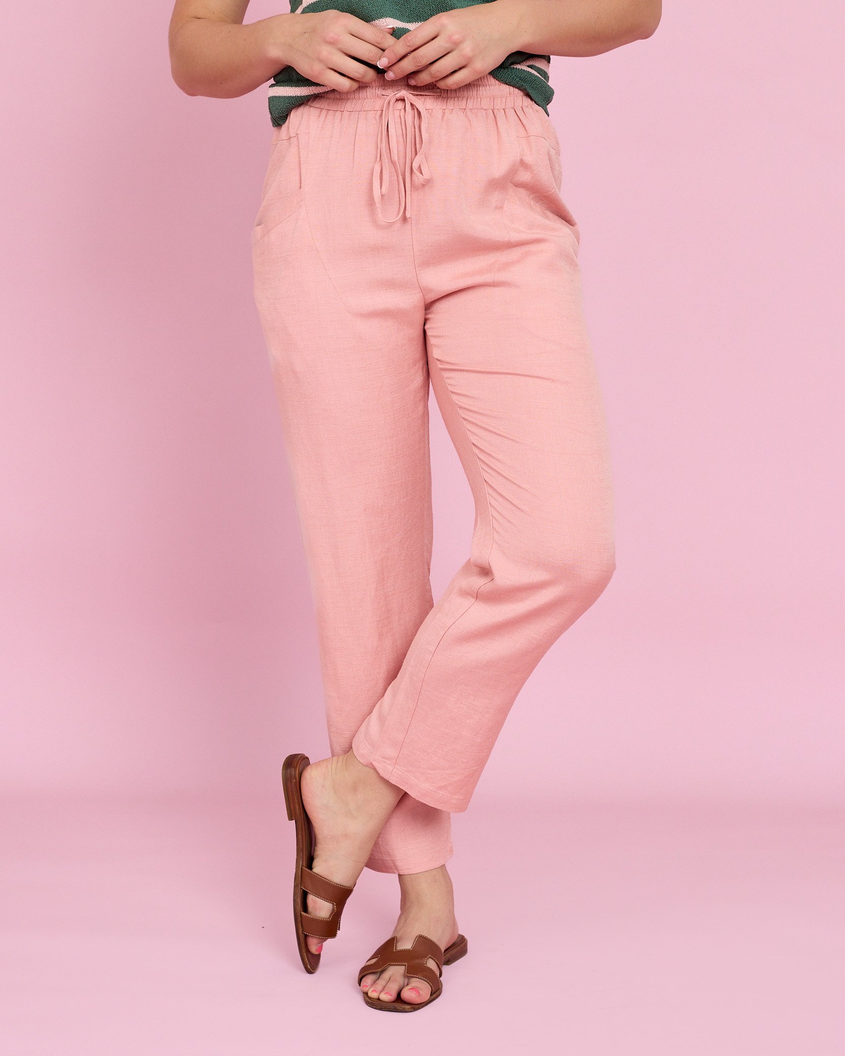 Code: P6181C | White, Navy & Pink | 8-18 |  Linen/ Viscose | COMING SOON