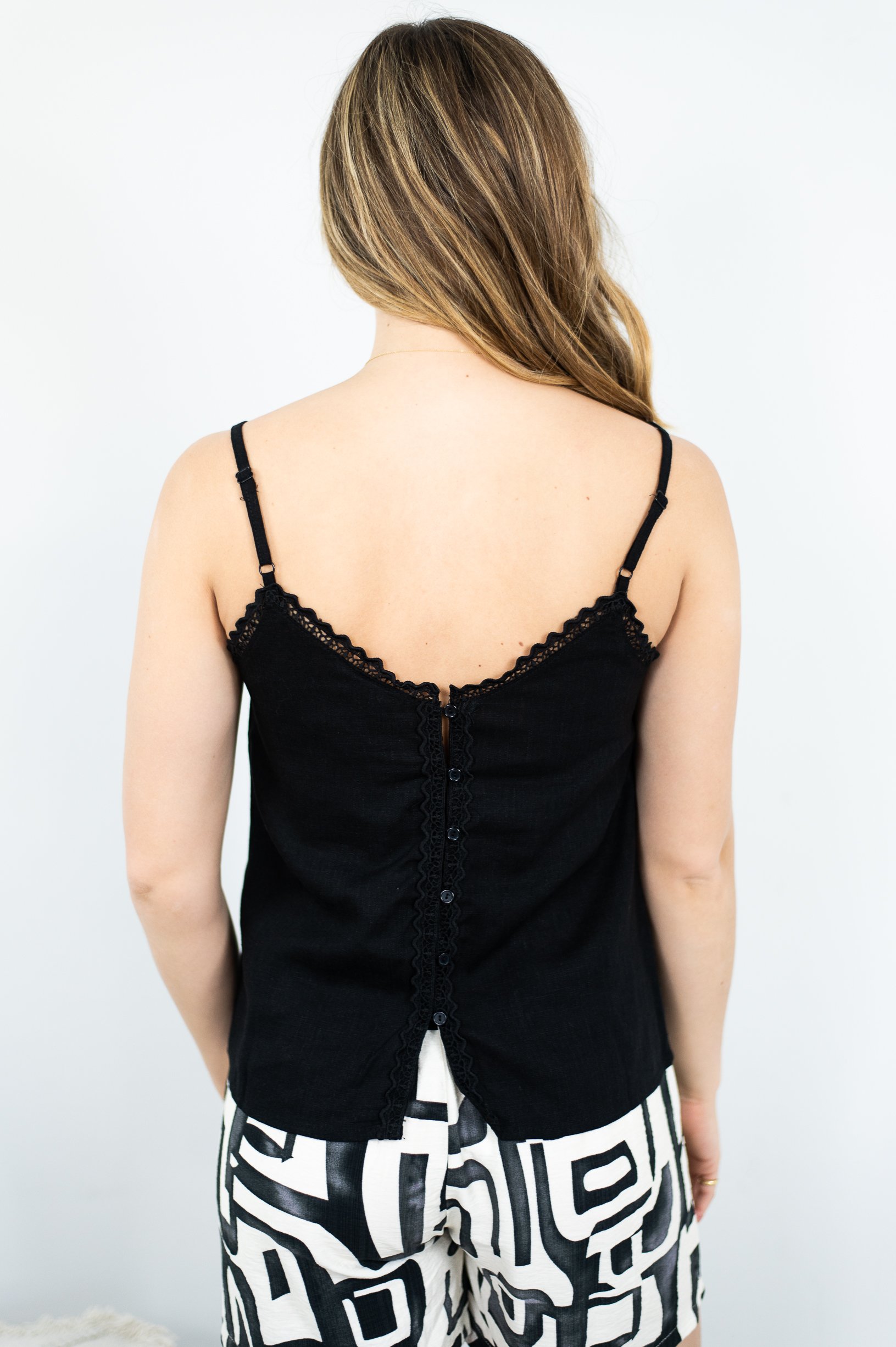 Code: T1765 | Scallop lace button back top | 8-16 | Linen/ Viscose | Contact us for colours. 