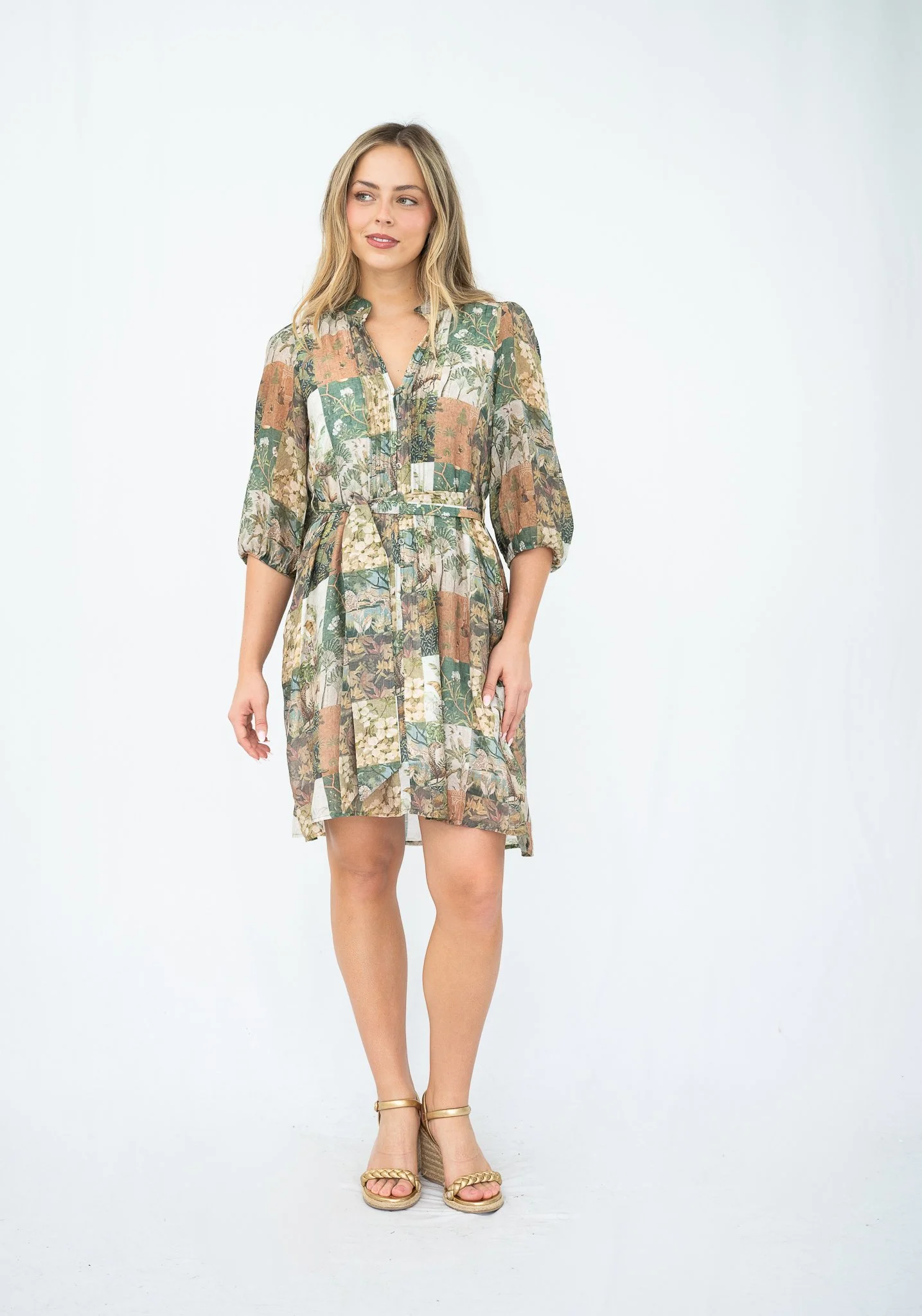 Code: D9108B | Green & Pink | 8-18 | Viscose blend