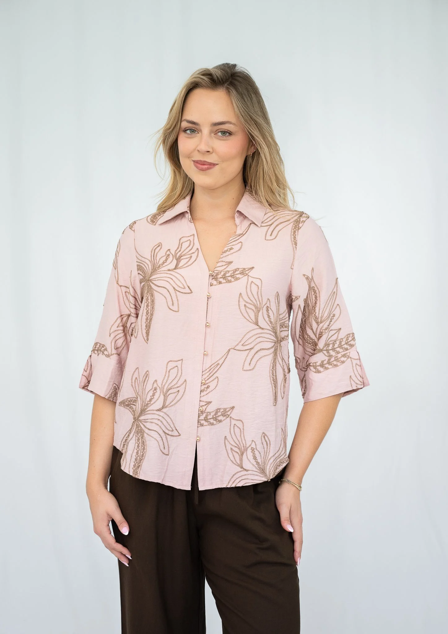 Code: T1903-5B | Pink & Brown | 8-18 | Viscose blend 