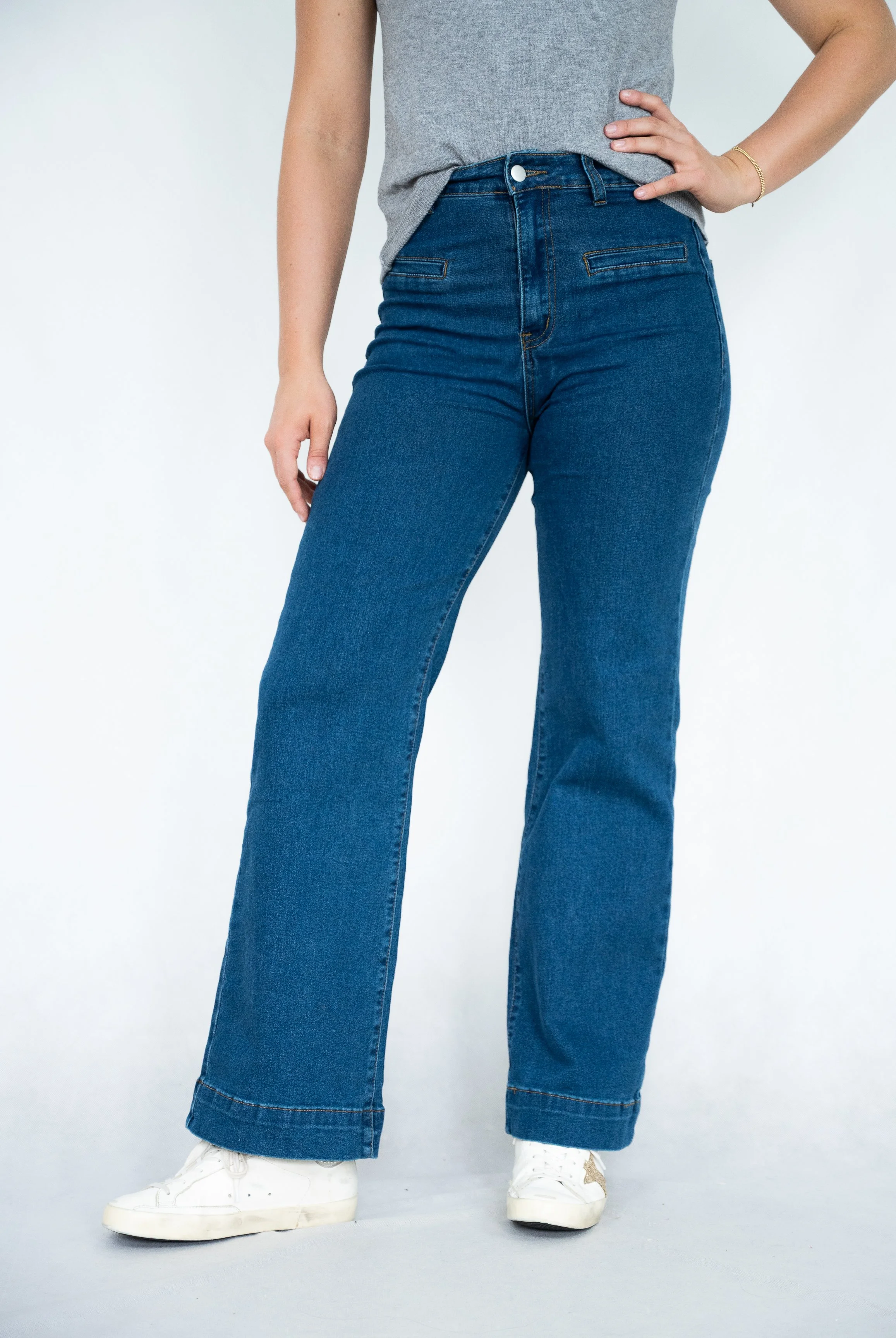 Code: P6270 | Denim, Blue, White & Butter Yellow | 8-18 | Cotton/ Spandex 