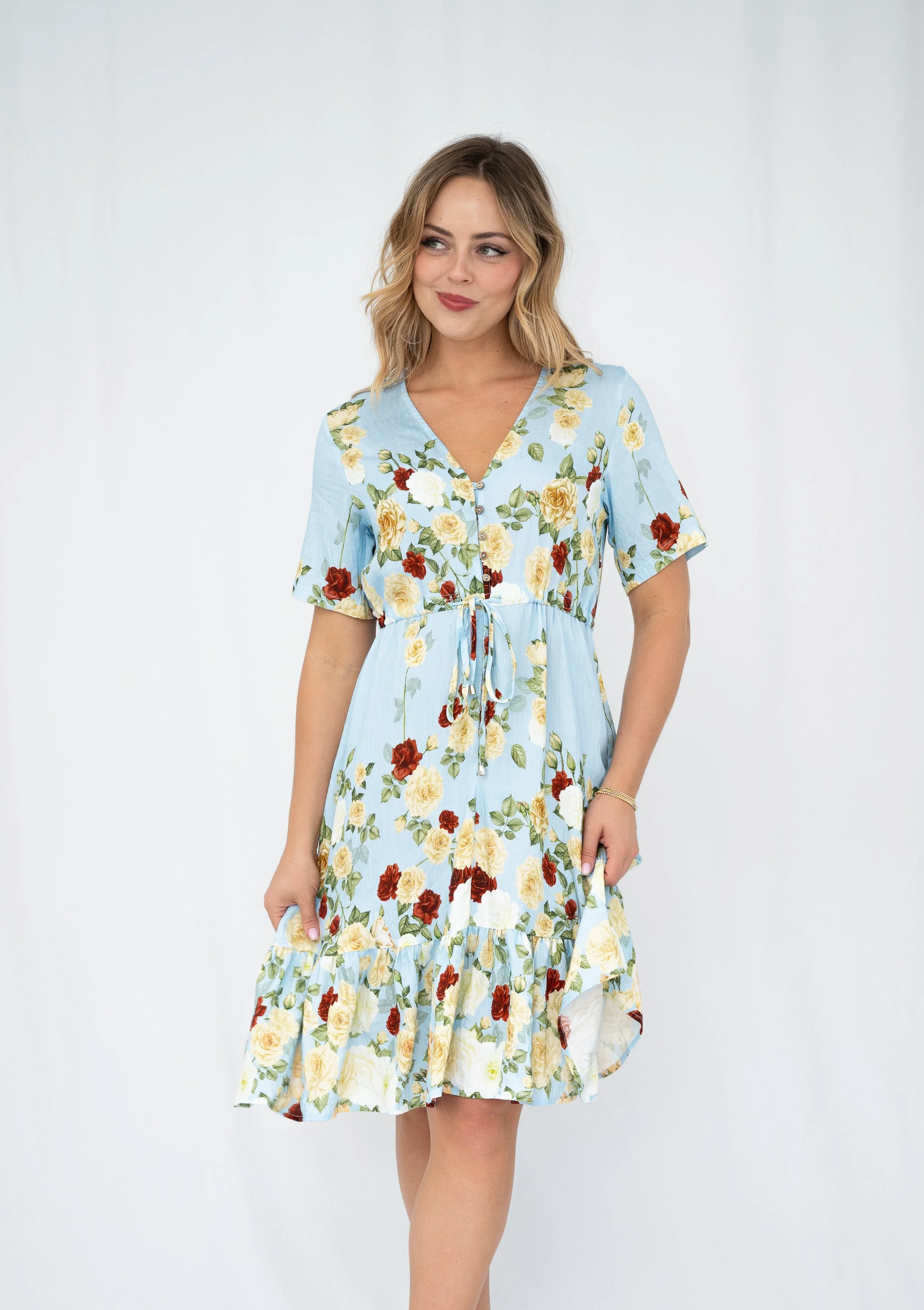 Code: D8555-7A | Peach & Blue | 8-18 | Viscose blend | 