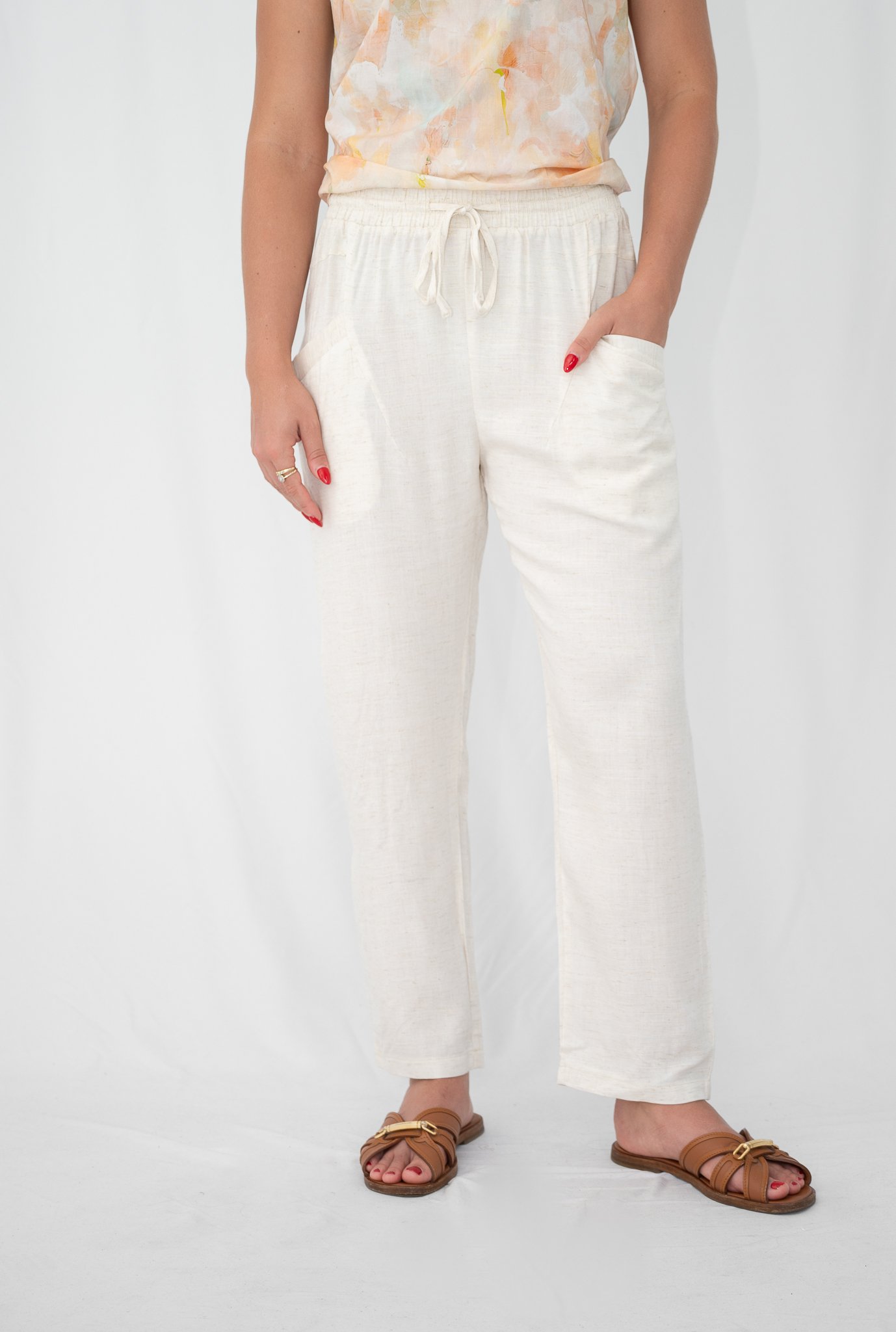 Code: P6181C | Beige | 8-18 | Linen/ Viscose