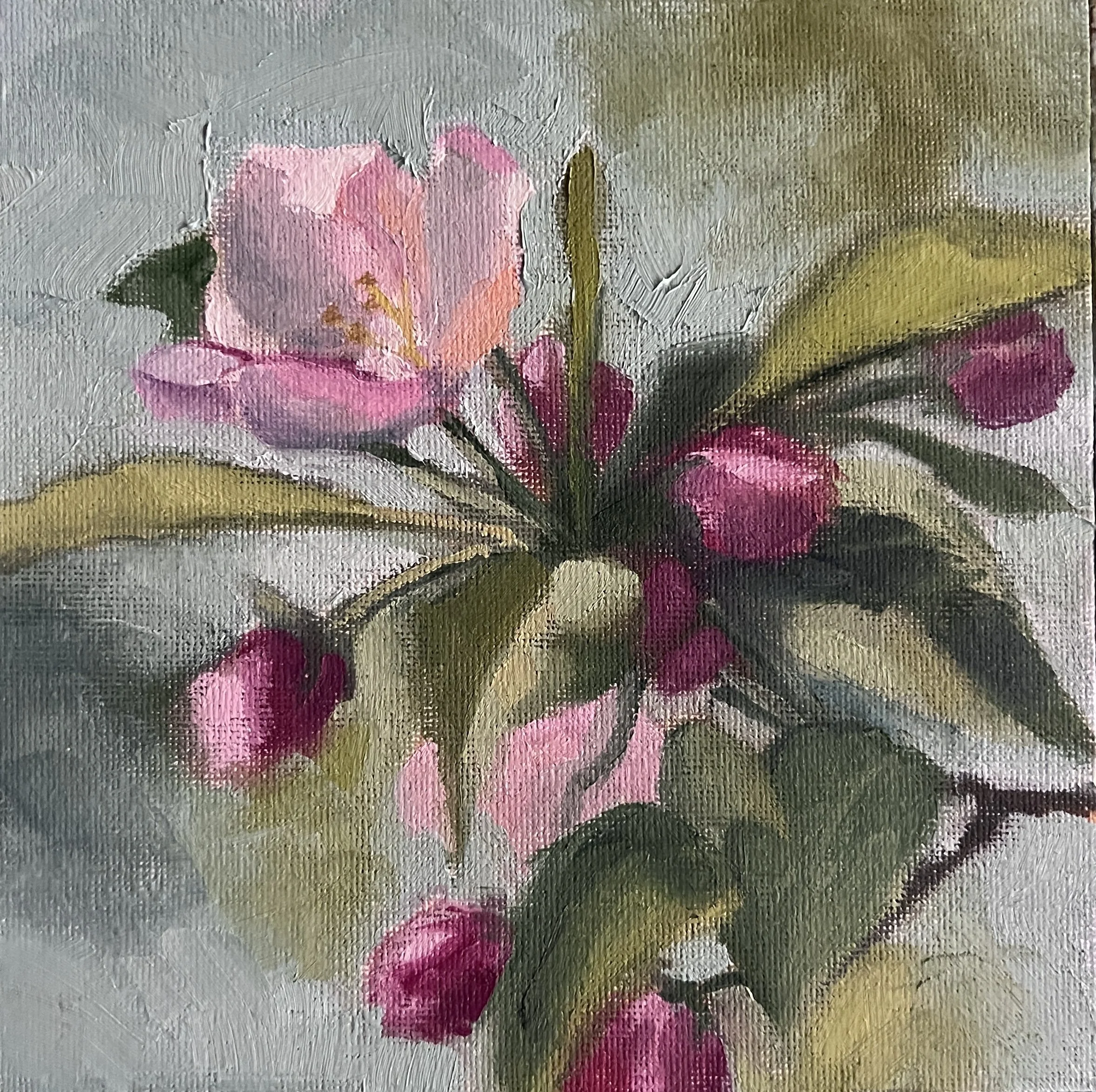 "Glow of the Orchard", 6 x 6, oil on board, framed, $150