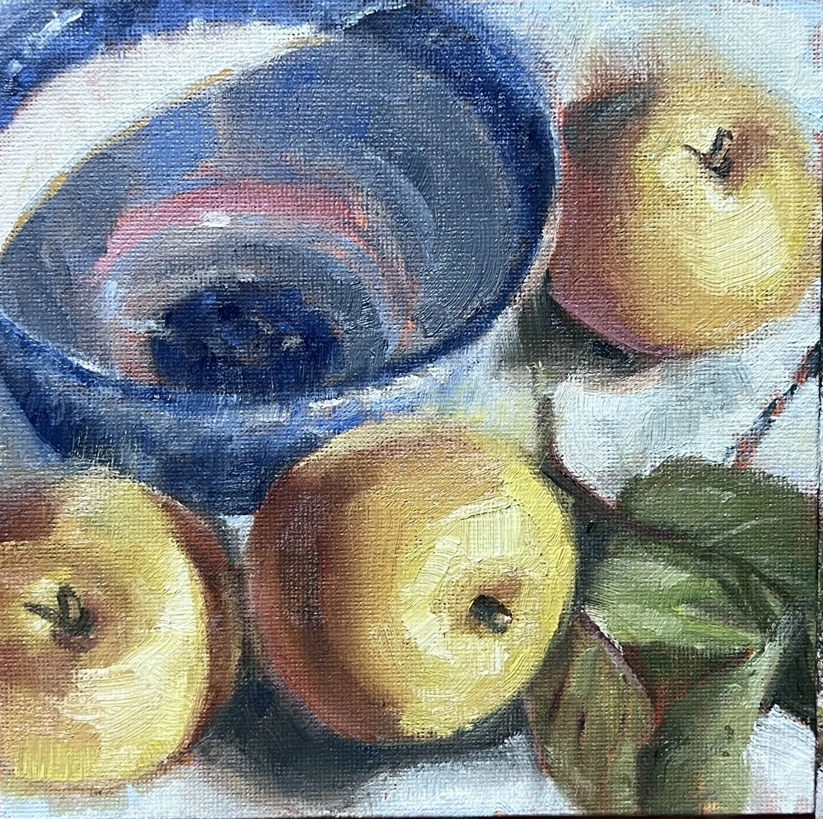"Asian Pear Delight", 6 x 6, oil on board, framed, $150