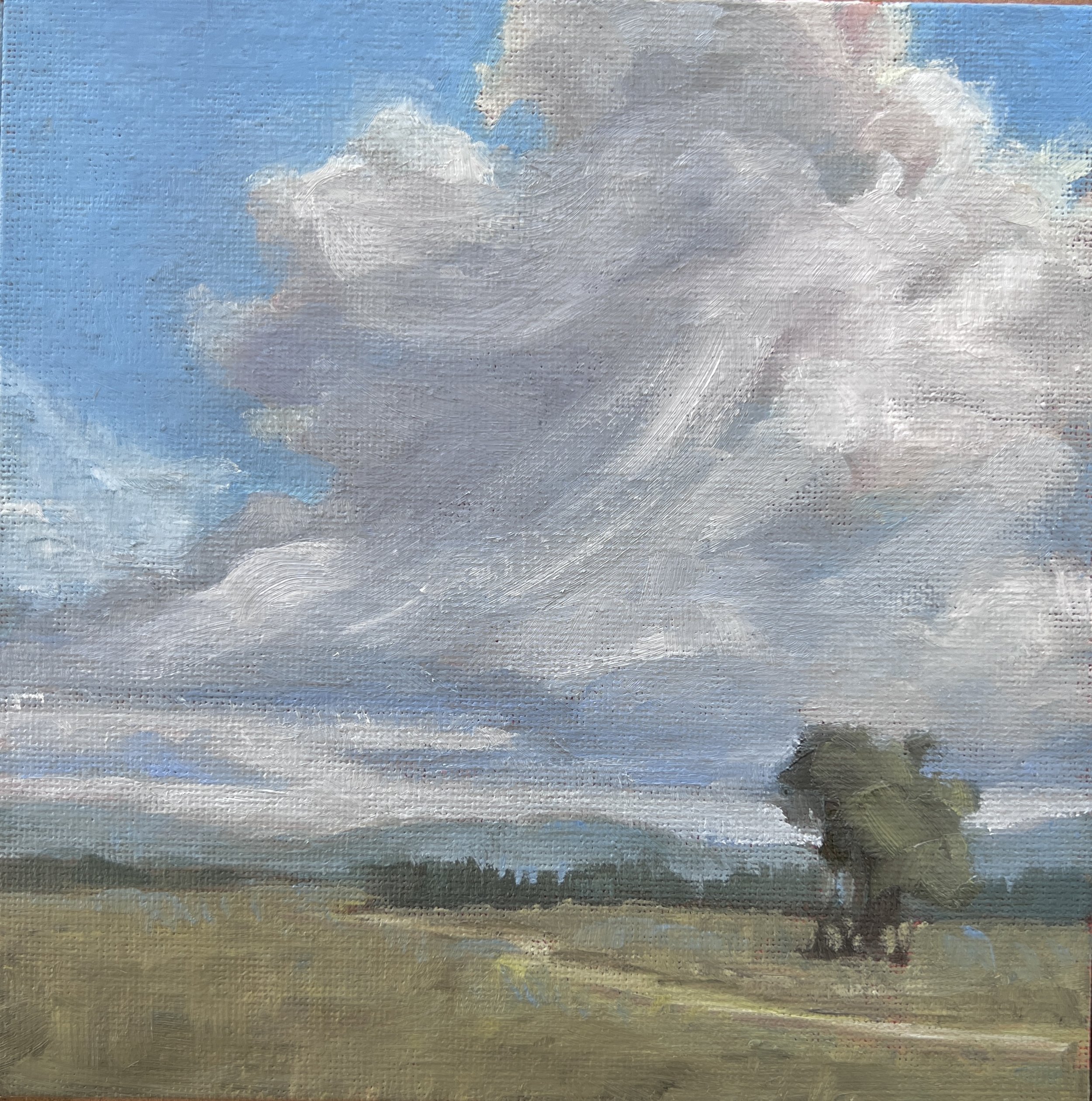 "Dreaming of Italy", 6 x 6, oil on board, framed, $150