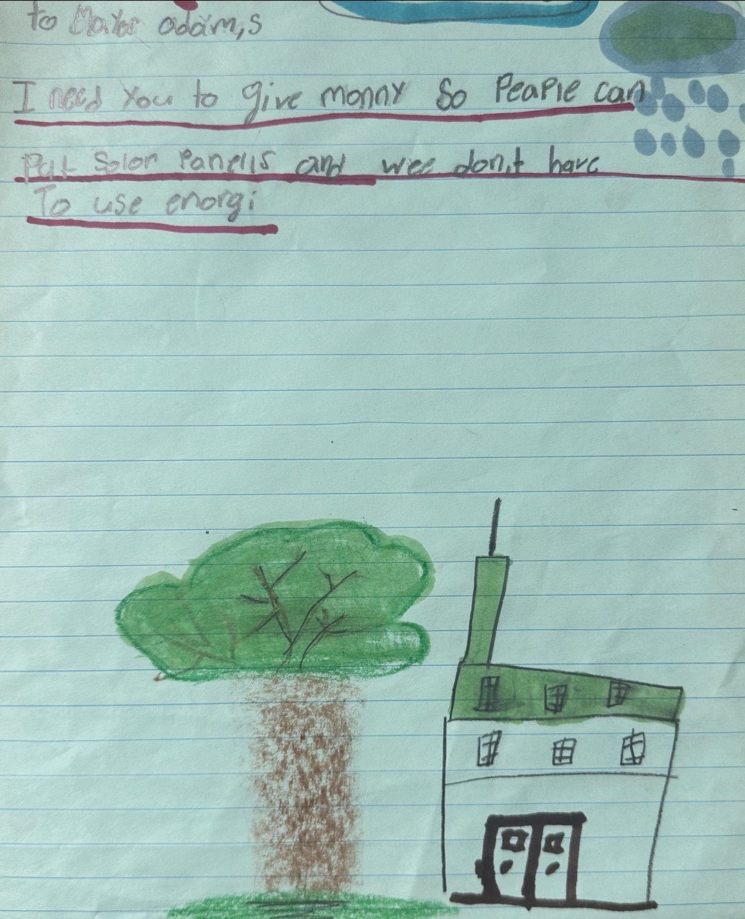 On this Earth Day, we share one of the children's letters from St. Vartan Park Earth Celebration this month&mdash;a call for solar panels, as part of @climatefamsnyc's Green and Healthy School Campaign. 

In the park, a fun writing and drawing area c