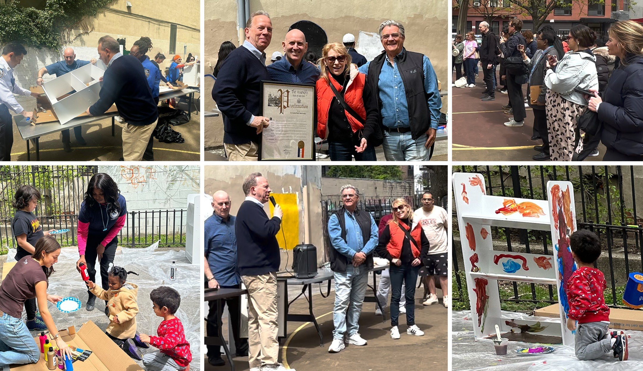 Today at @harveyforny's Day of Service for Earth Month, St. Vartan Park Conservancy was proud to volunteer, helping ready bookshelves for NYCHA tenants&mdash;and to accept (by officers @okevinokeefe, @michaelannrowe and @cbb311) a state proclamation 