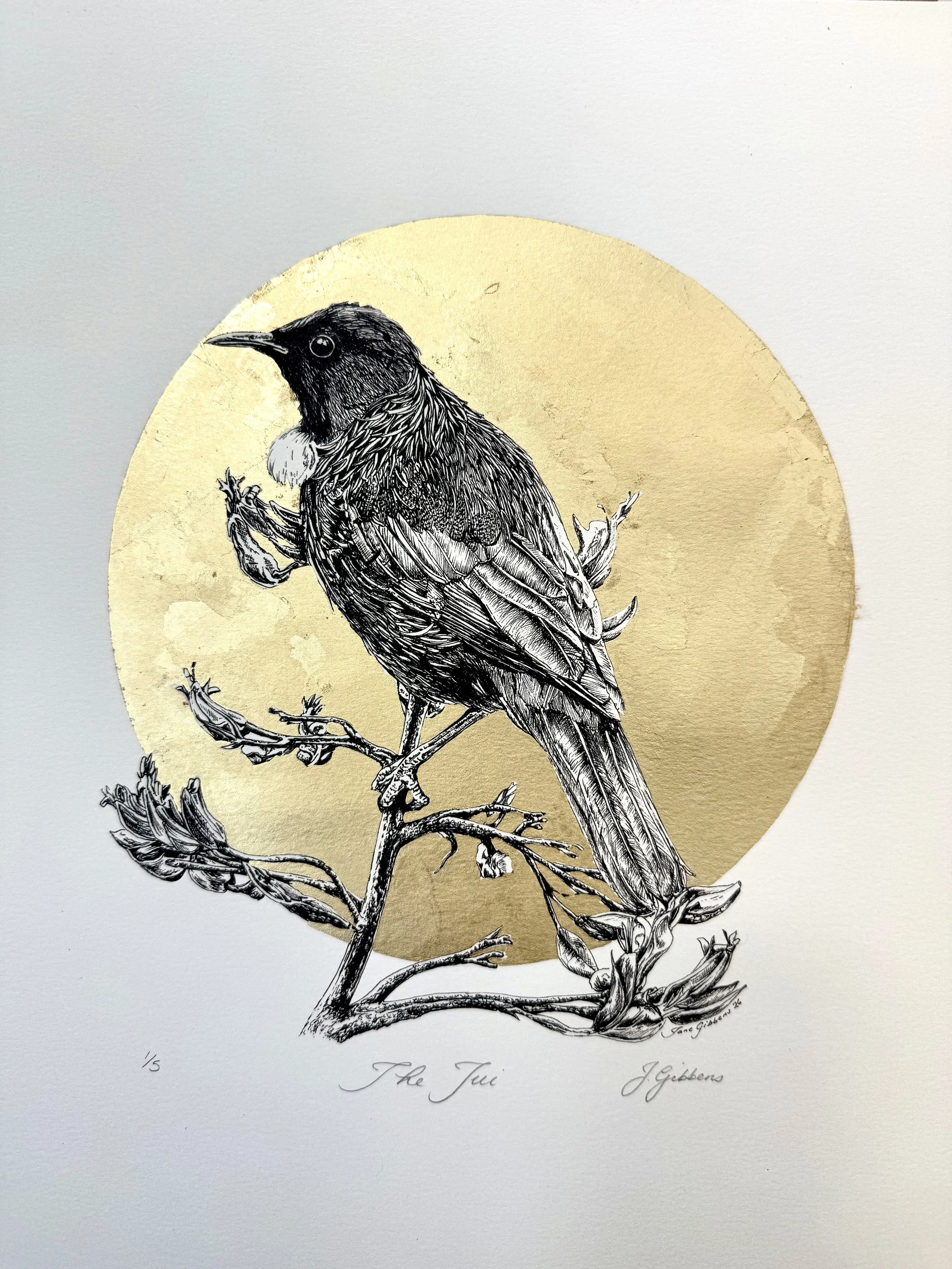 The Tui with Gold leaf embellishment (limited edition of 5 prints)