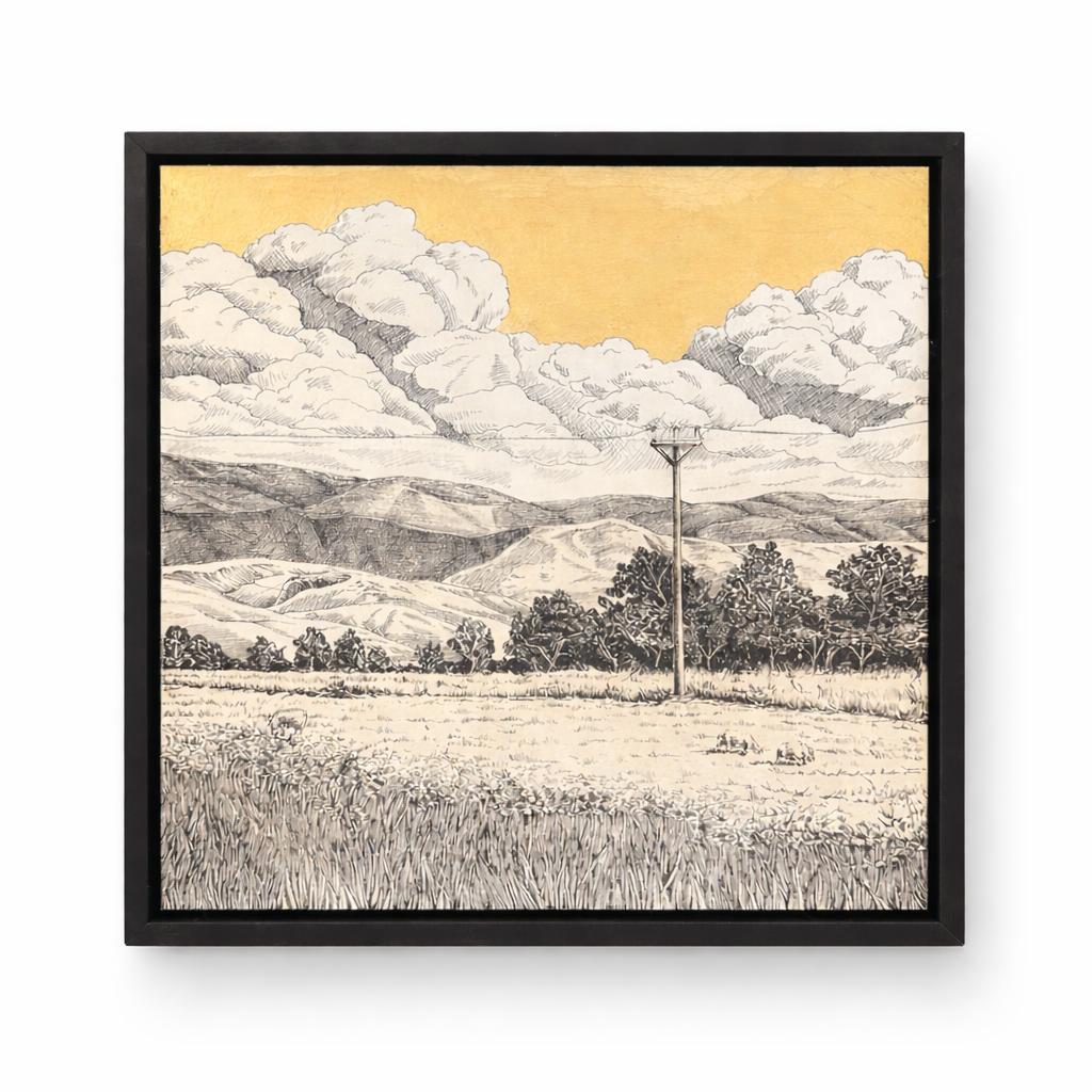 The Aorangi Hills, Wairarapa with Gold leaf embellishment