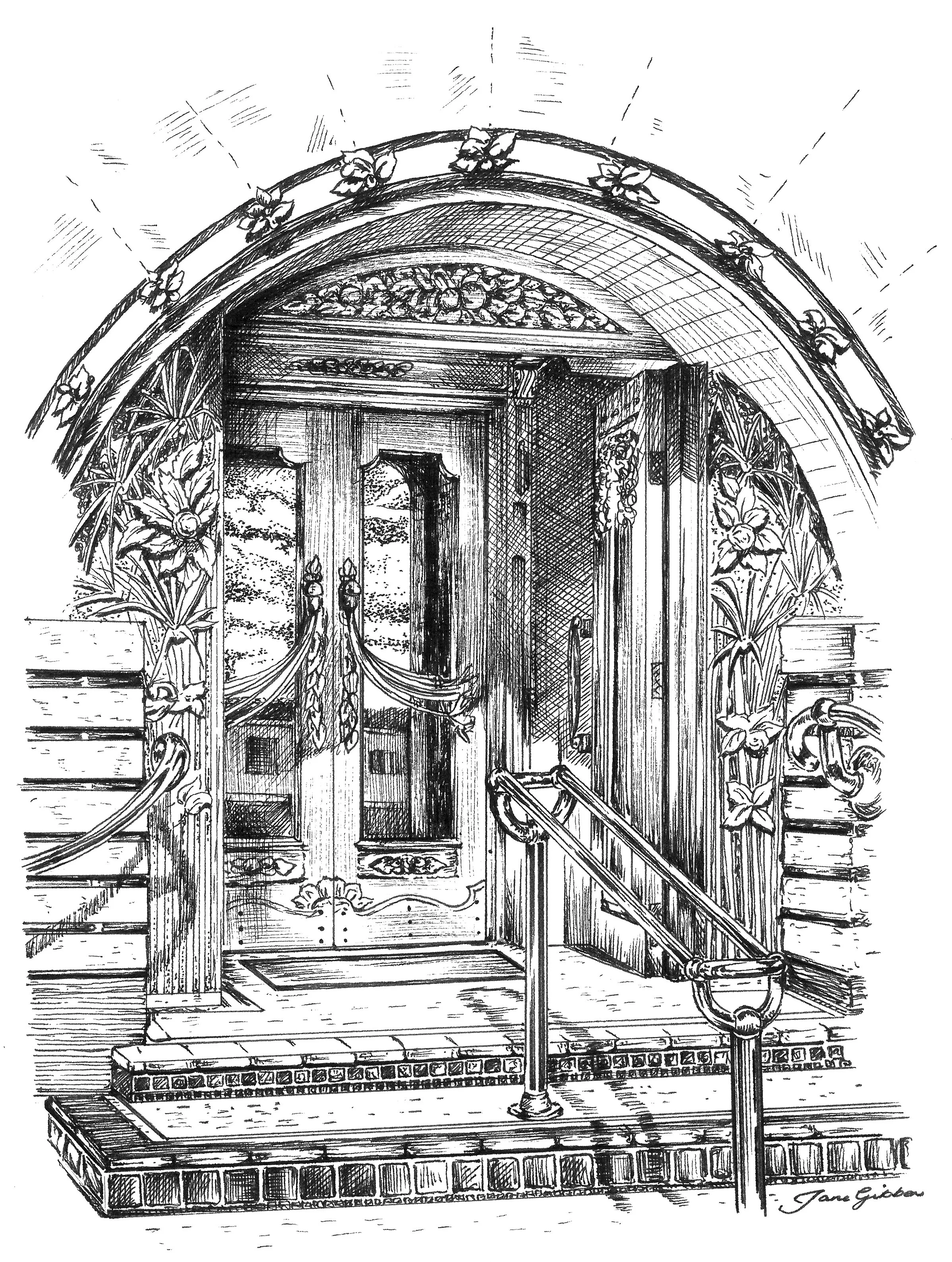 Art Nouveau Door at The National Tobacco Company, Napier