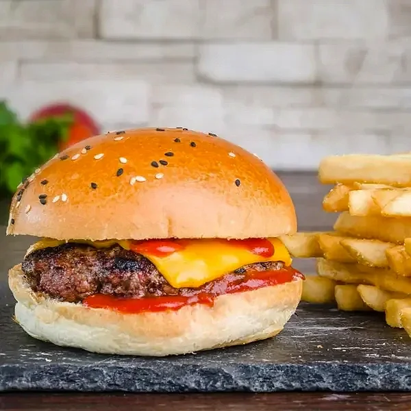  
 MINI ME OMC 
 Signature OMC beef patty, American cheese, Ketchup & Side Fries