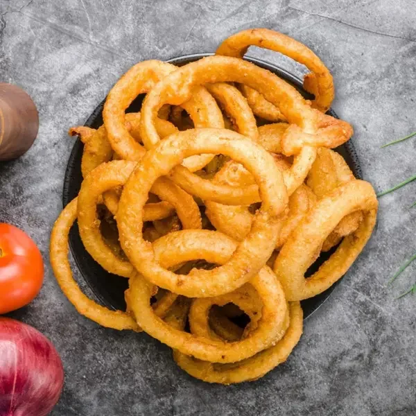  
 onion rings 
 
Golden, crispy onion rings, seasoned to perfection.