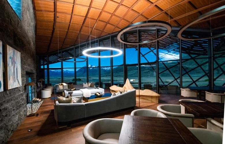 Interior of The Lindis luxury lodge in the Ahuriri Valley, New Zealand