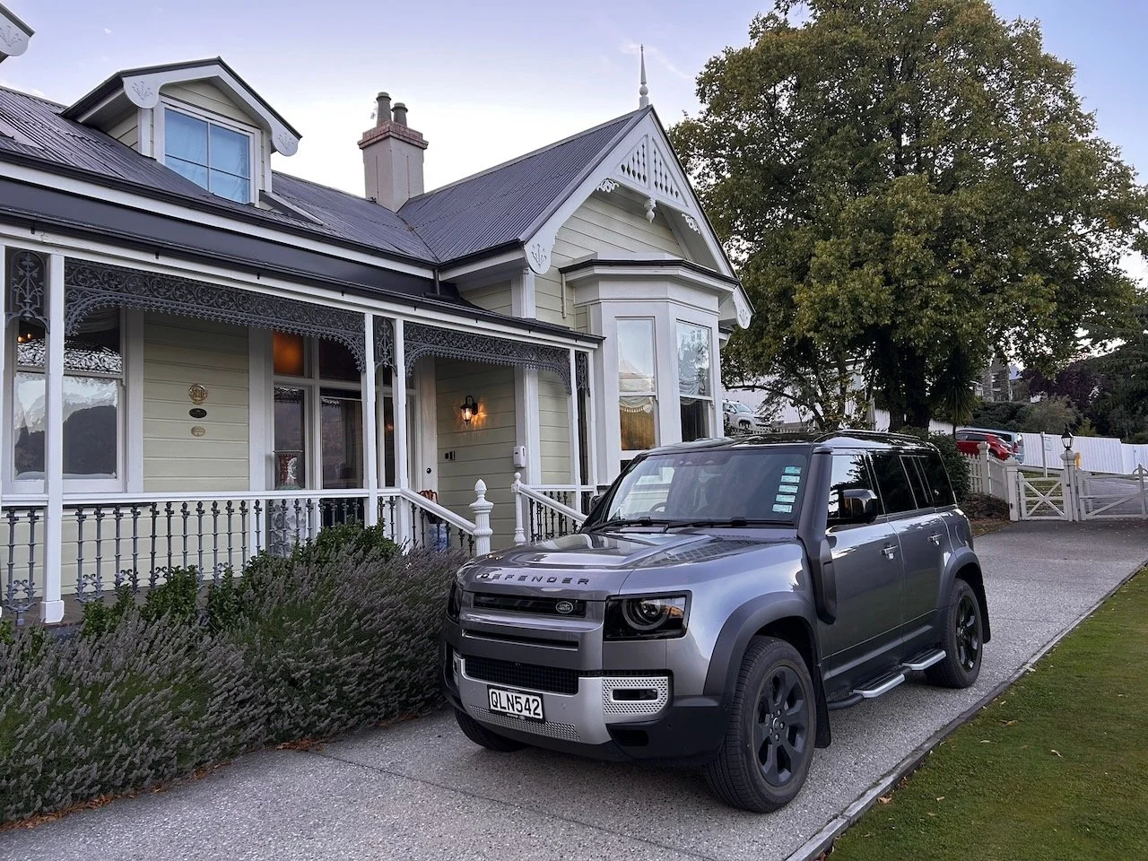 New Zealand Private Tours vehicle outside a luxury lodge in New Zealand Food at Huka Lodge