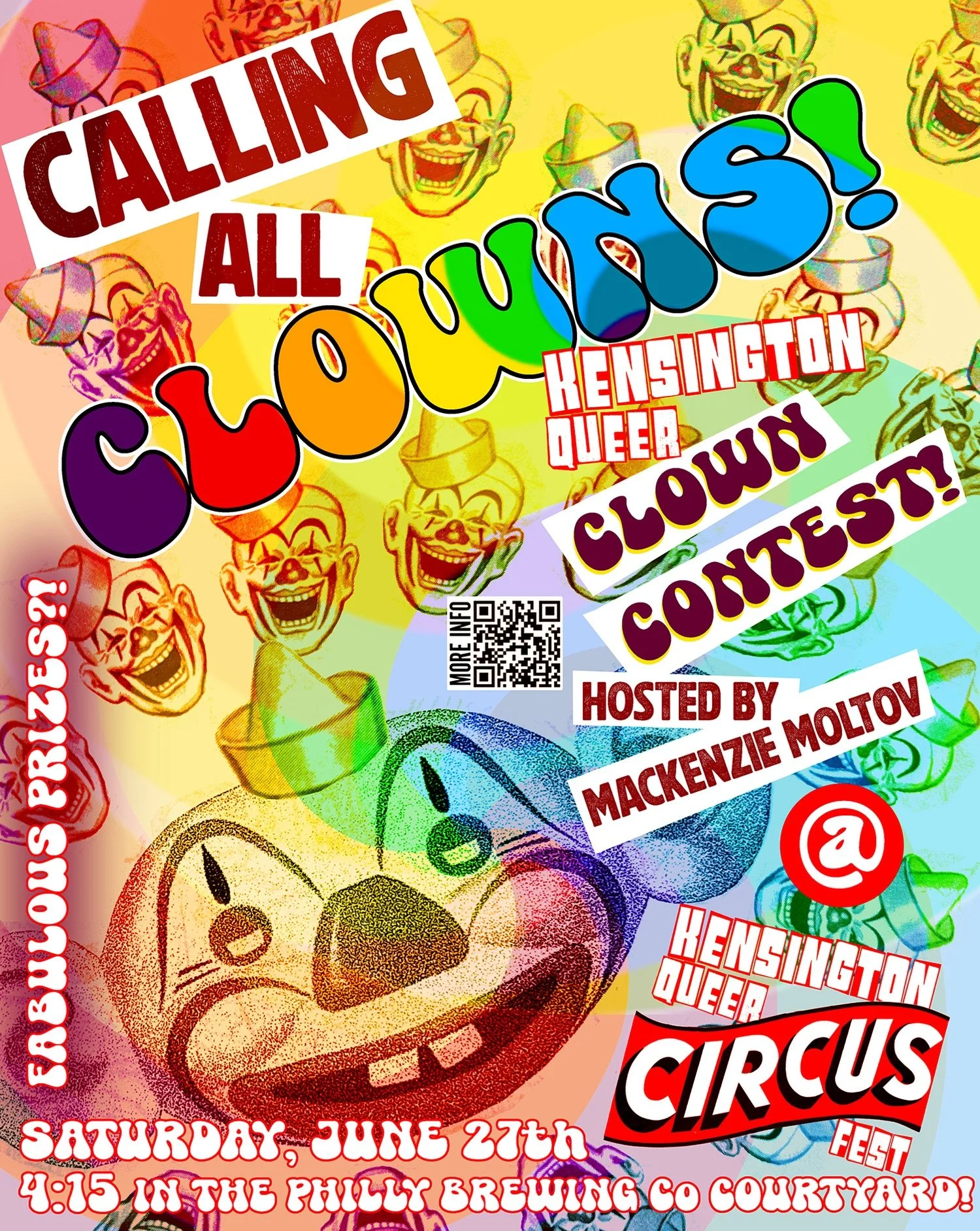 🤡🤡🤡🤡🤡🤡🤡🤡🤡🤡🤡🤡🤡🤡🤡🤡🤡
THE KENSINGTON QUEER CLOWN CONTEST RETURNS TO THE KENSINGTON QUEER CIRCUS FEST!
Catch this wonderous tornado of rubber chickens, face paint and circus shenanigans @philadelphiabrewing courtyard at 4:15 on Saturday, 