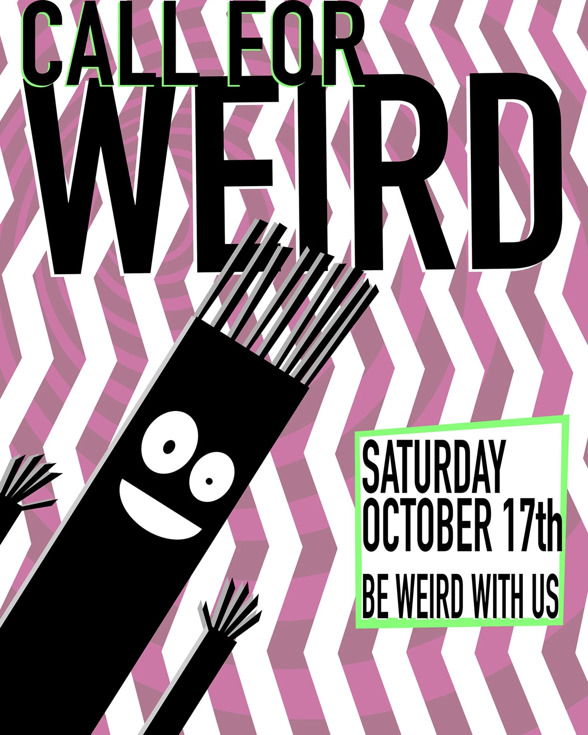 CALL FOR WEIRD! 
WHAT IS WEIRDO? A glorious celebration of all that is art and weird!
Think of it like a big, one day art party that spans as much of East Kensington as we get around to organizing. 

WE ARE LOOKING FOR ART/WEIRD/PERFROMANCE/CONCEPTS 