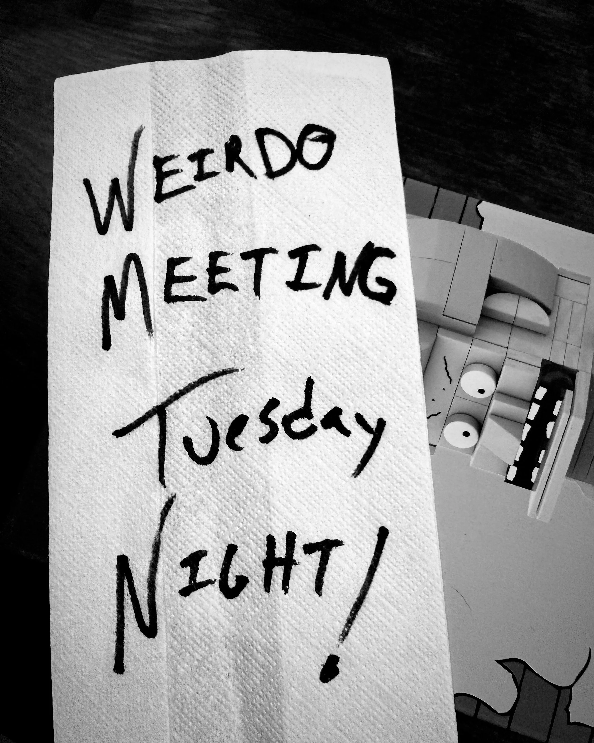 WEIRDO Meeting this coming Tuesday night 8/25 at 6:30 at Fireball Printing. 
Come chat weird with some weirdos 👻

This is about the WEIRDO festival (our glorious celebration of everything art and weird) which will be happening this year on Saturday,