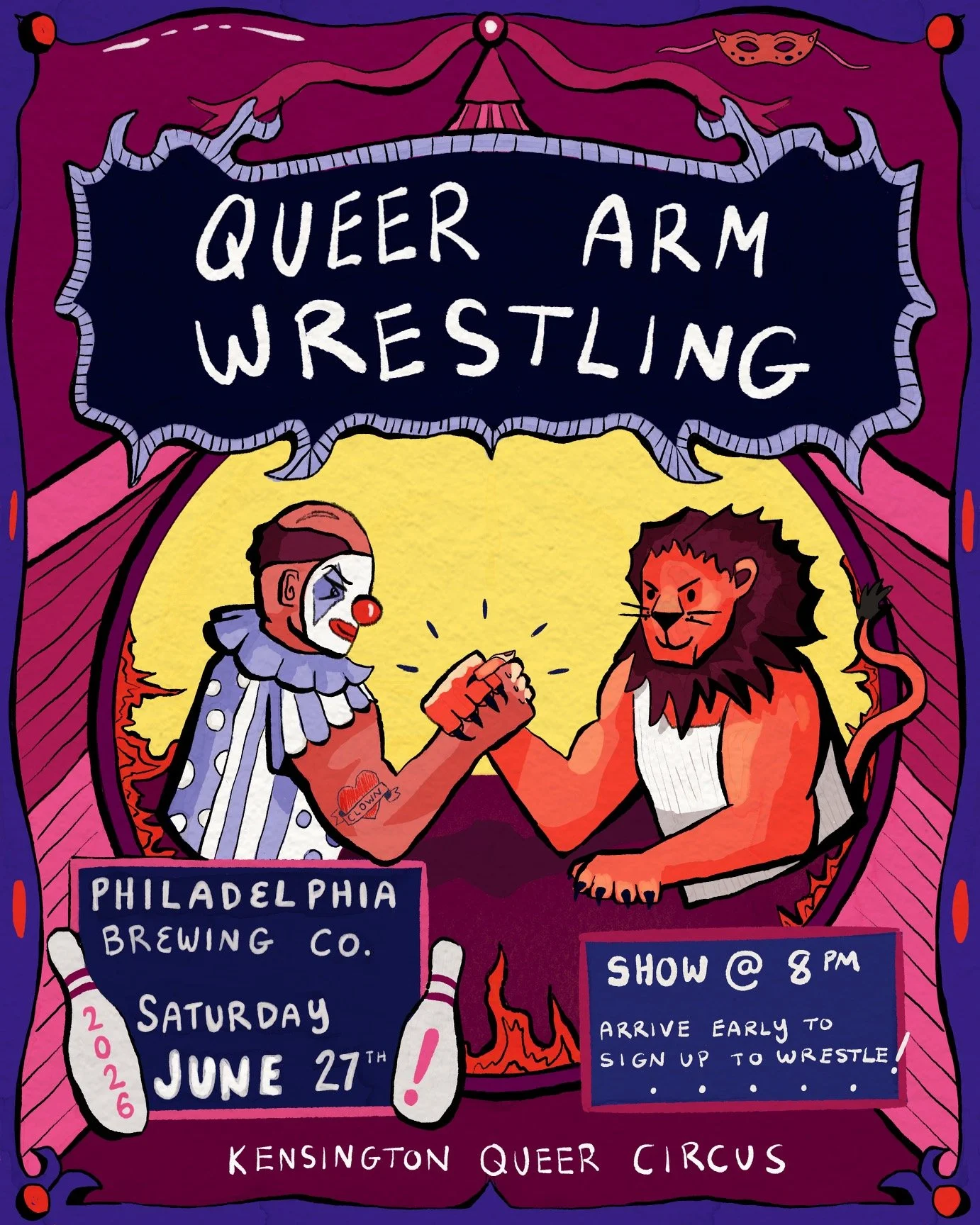 flyer for queer arm wresting