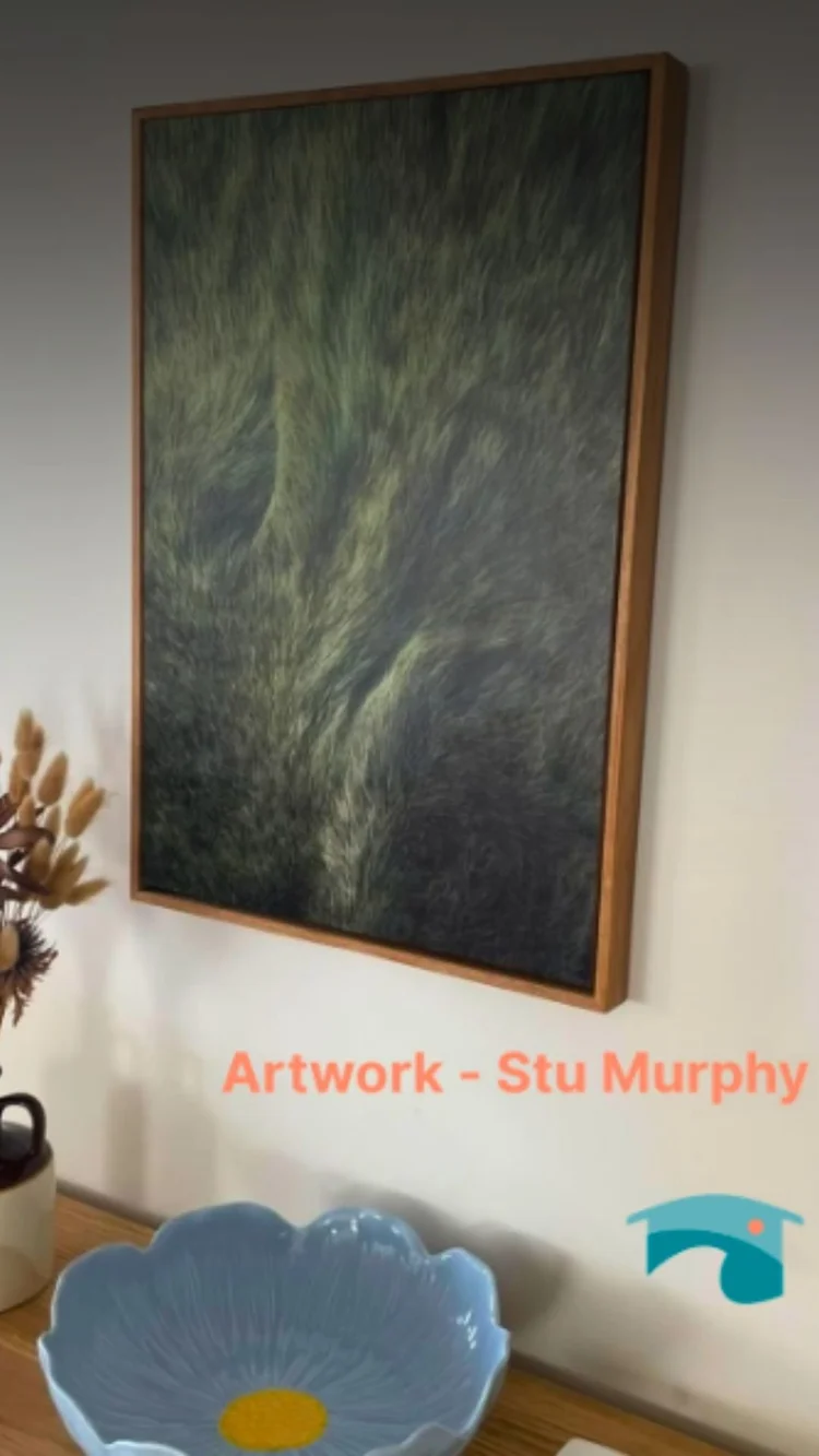 Stuart Murphy’s framed artwork displayed at Crest on Convent