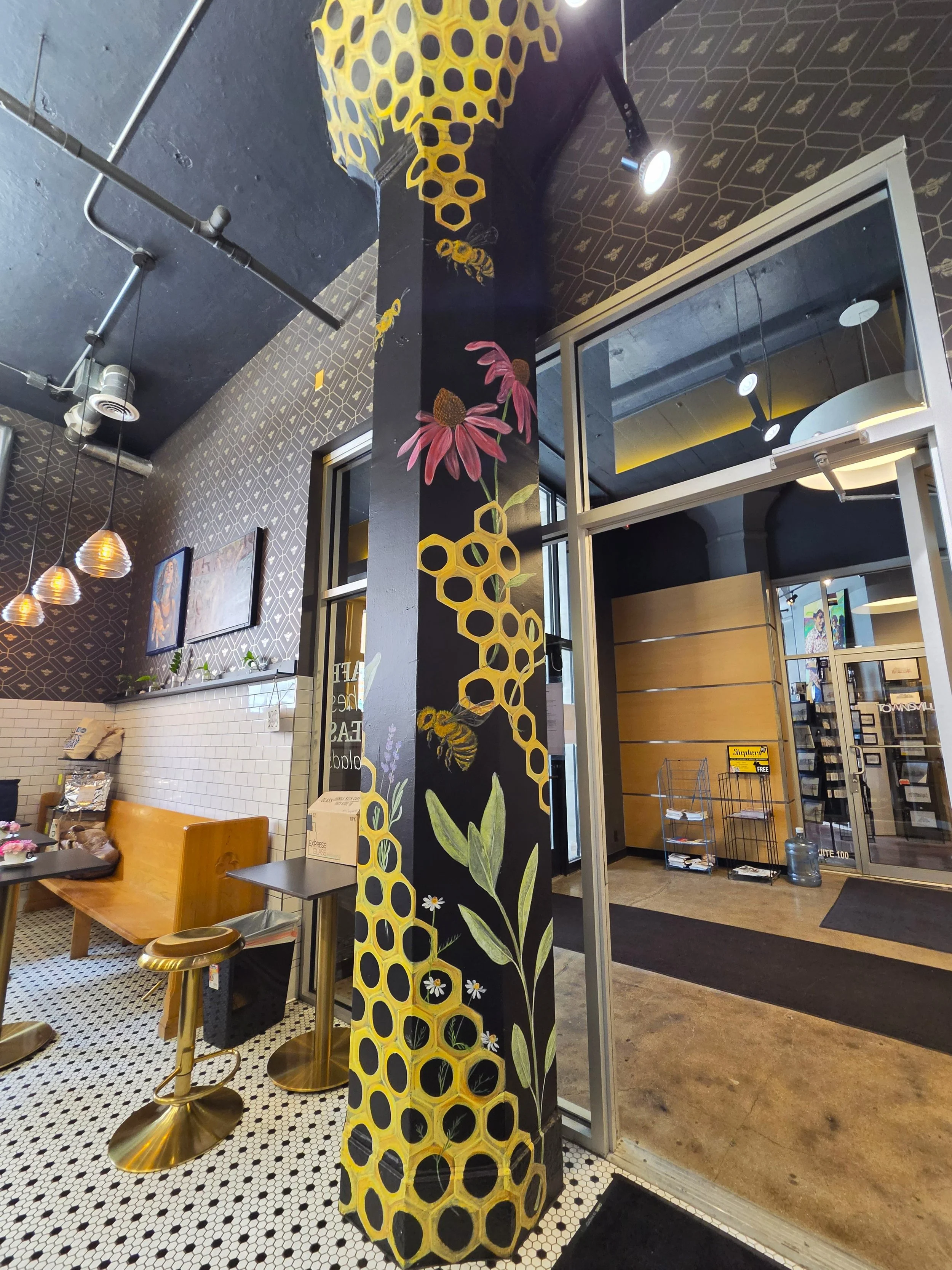 Mural at HoneyBee Sage at the Marshall building