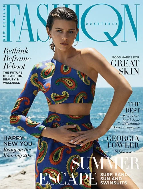 FASHION QUARTERLY SUMMER 2021 ISSUE FEATURING GEORGIA FOWLER IN GUCCI. EDITOR NICOLE SAUNDERS.