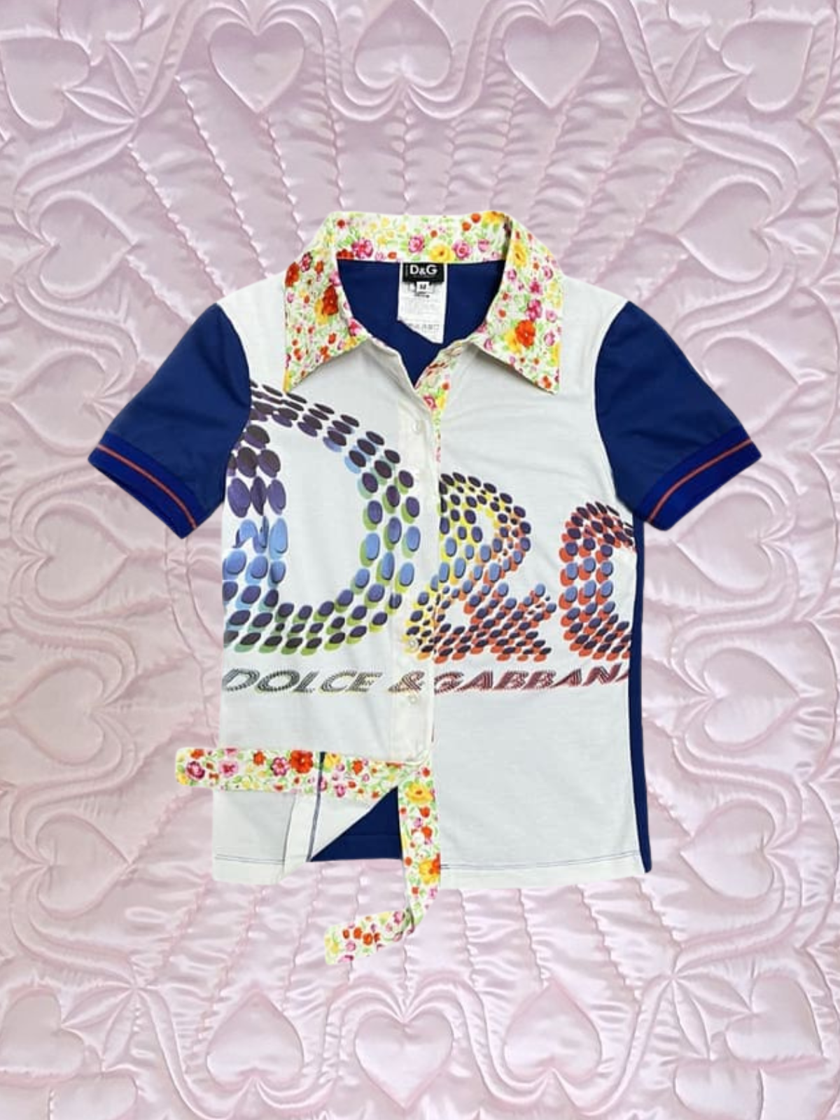 D&G polo top with floral collar, c. 2003 — size S