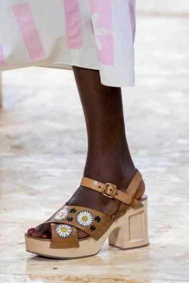 Miu Miu Seventies Platform Wooden Flower Sandals | SS20