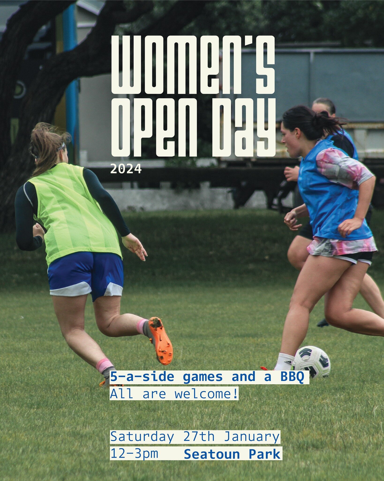 Join us for Seatoun AFC's Women's Open Day at Seatoun Park on Saturday, January 27th, 12-3pm!

Lace up your boots for some 5-a-side fun and a BBQ, and get excited for the season to come! All skill levels and experience are welcome, with 3 senior wome