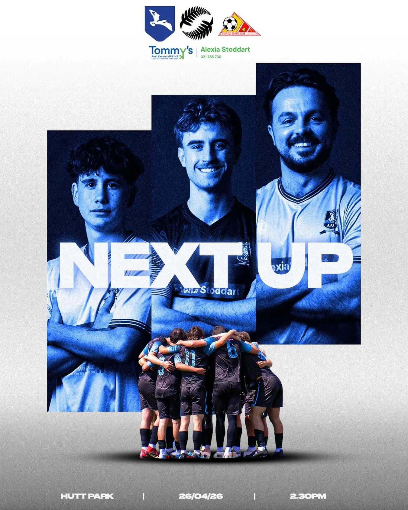 Next up! ⚪️🔵
Away this weekend at Hutt Park.

📍 Hutt Park
📅 26/04/26
⏰ 2:30PM

Big 90 ahead, join us on the sideline.

#nextup #upthetoun #wellingtonfootball