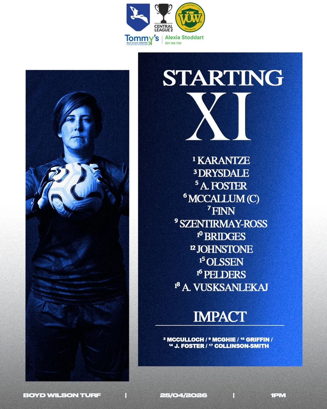 How we lineup today in our central league clash against @vuwafc 👊 #upthetoun